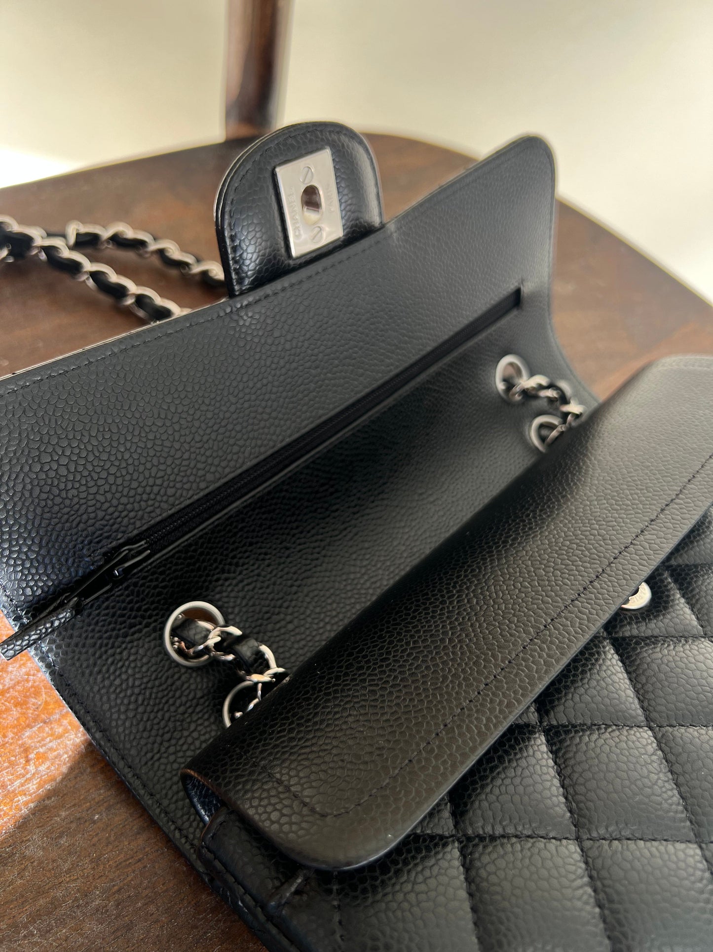 Chanel Black Caviar Quilted Classic Flap Small SHW