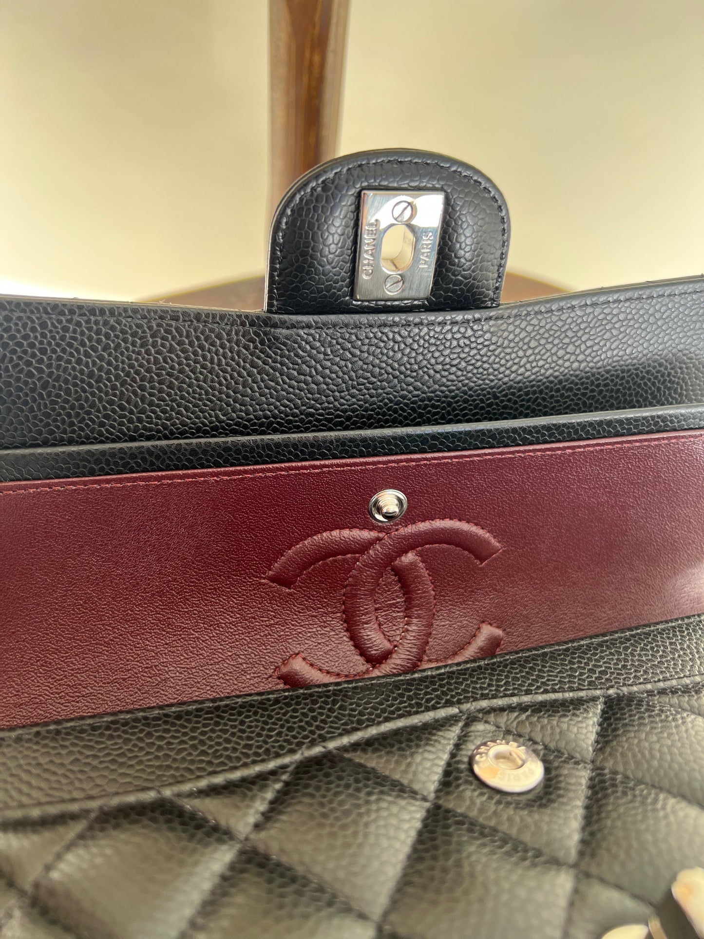 Chanel Black Caviar Quilted Classic Flap Small SHW