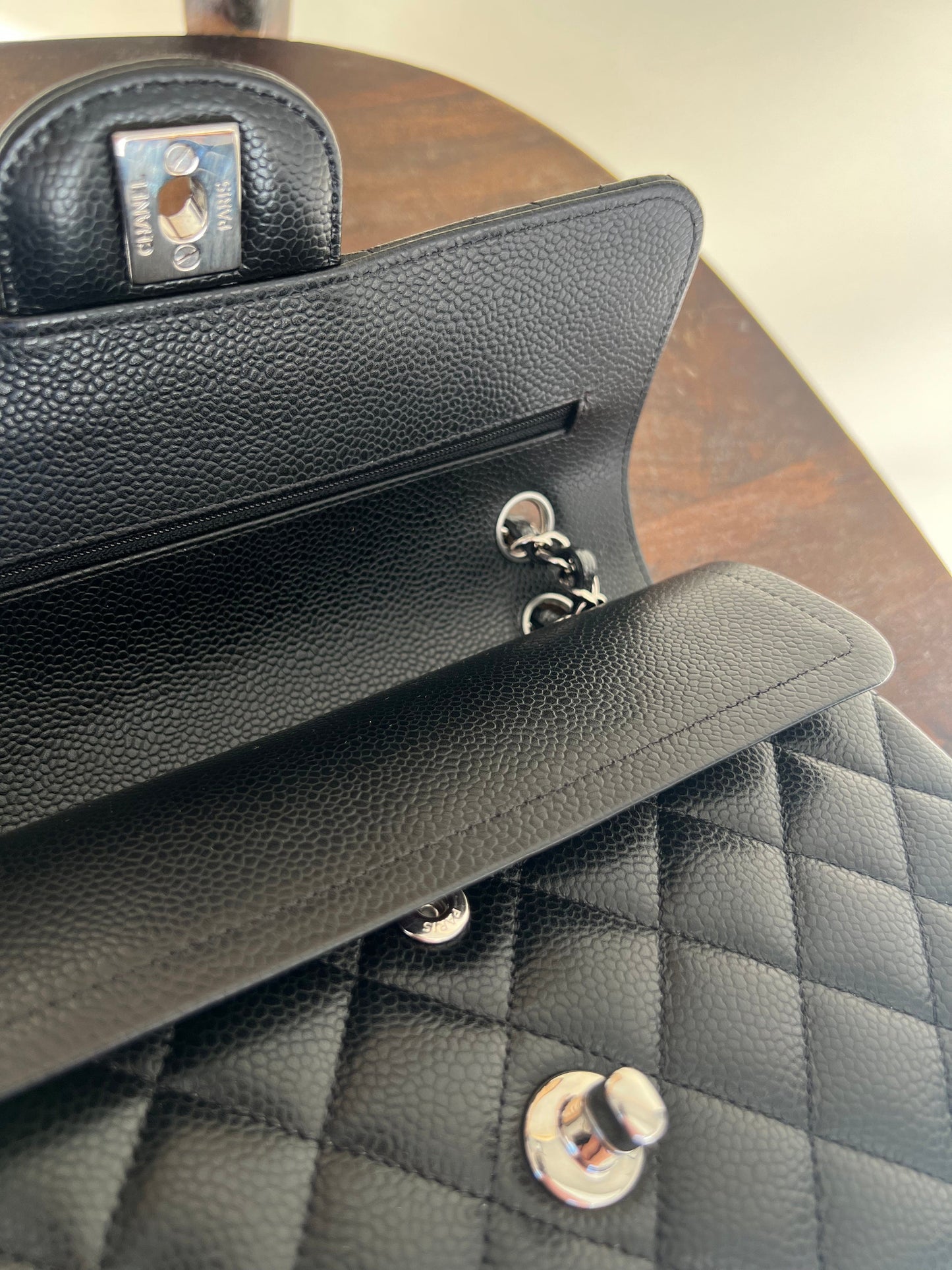 Chanel Black Caviar Quilted Classic Flap Small SHW