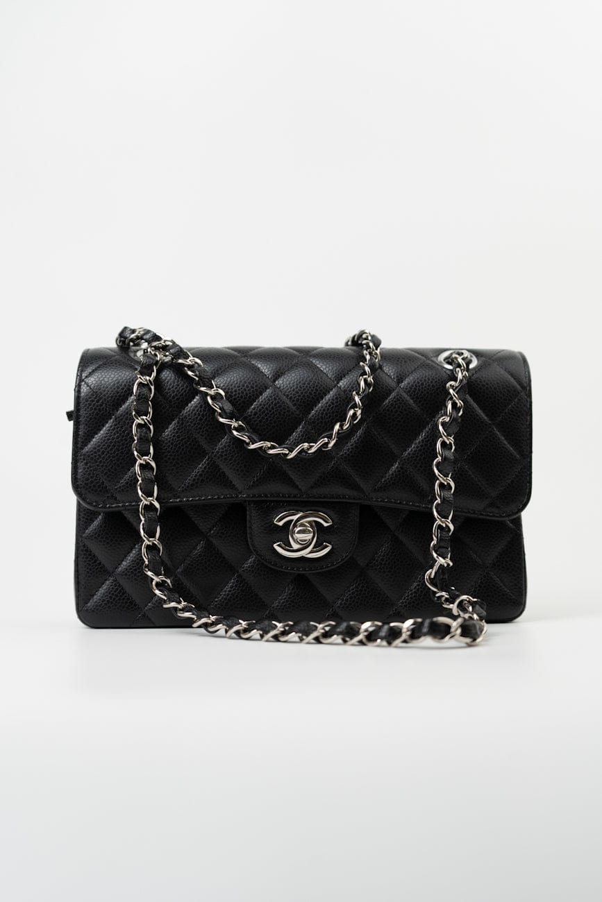 Chanel Black Caviar Quilted Classic Flap Small SHW