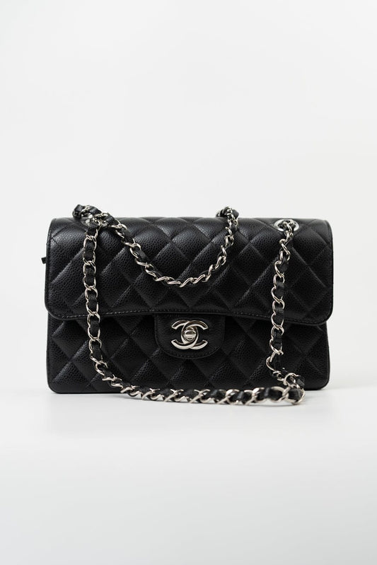 Chanel Black Caviar Quilted Classic Flap Small SHW
