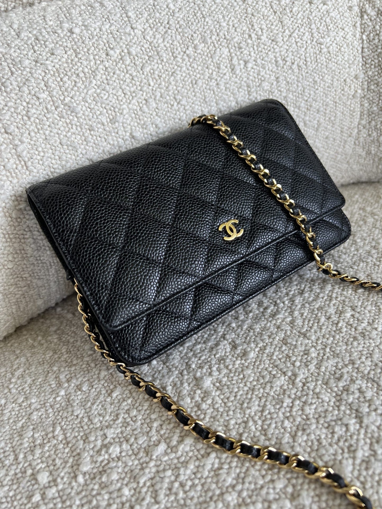 Chanel Black Caviar Quilted Wallet On Chain GHW (WOC)