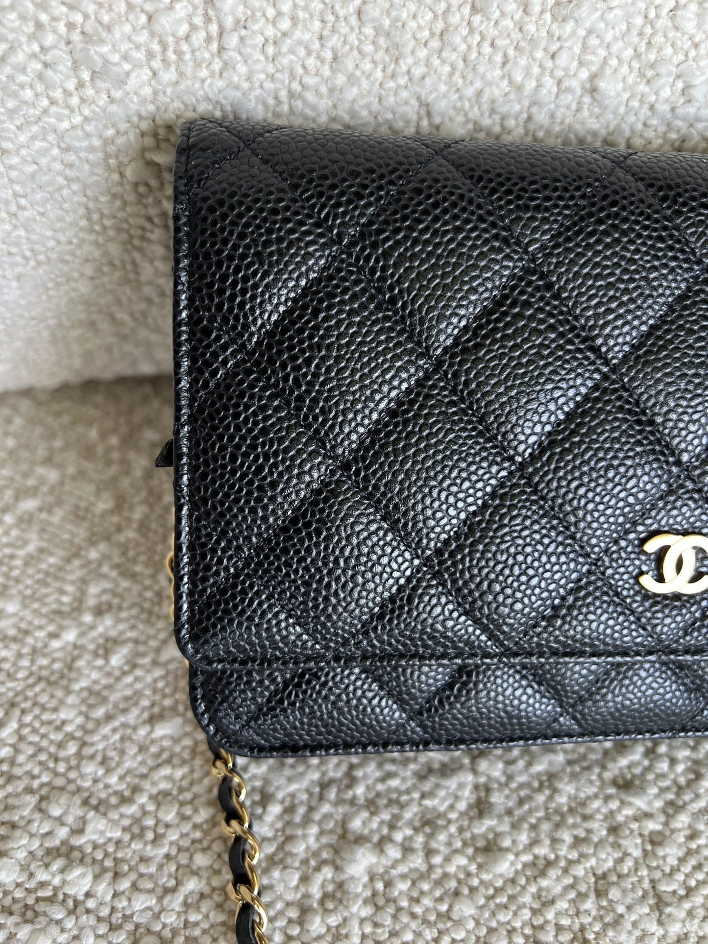 Chanel Black Caviar Quilted Wallet On Chain GHW (WOC)
