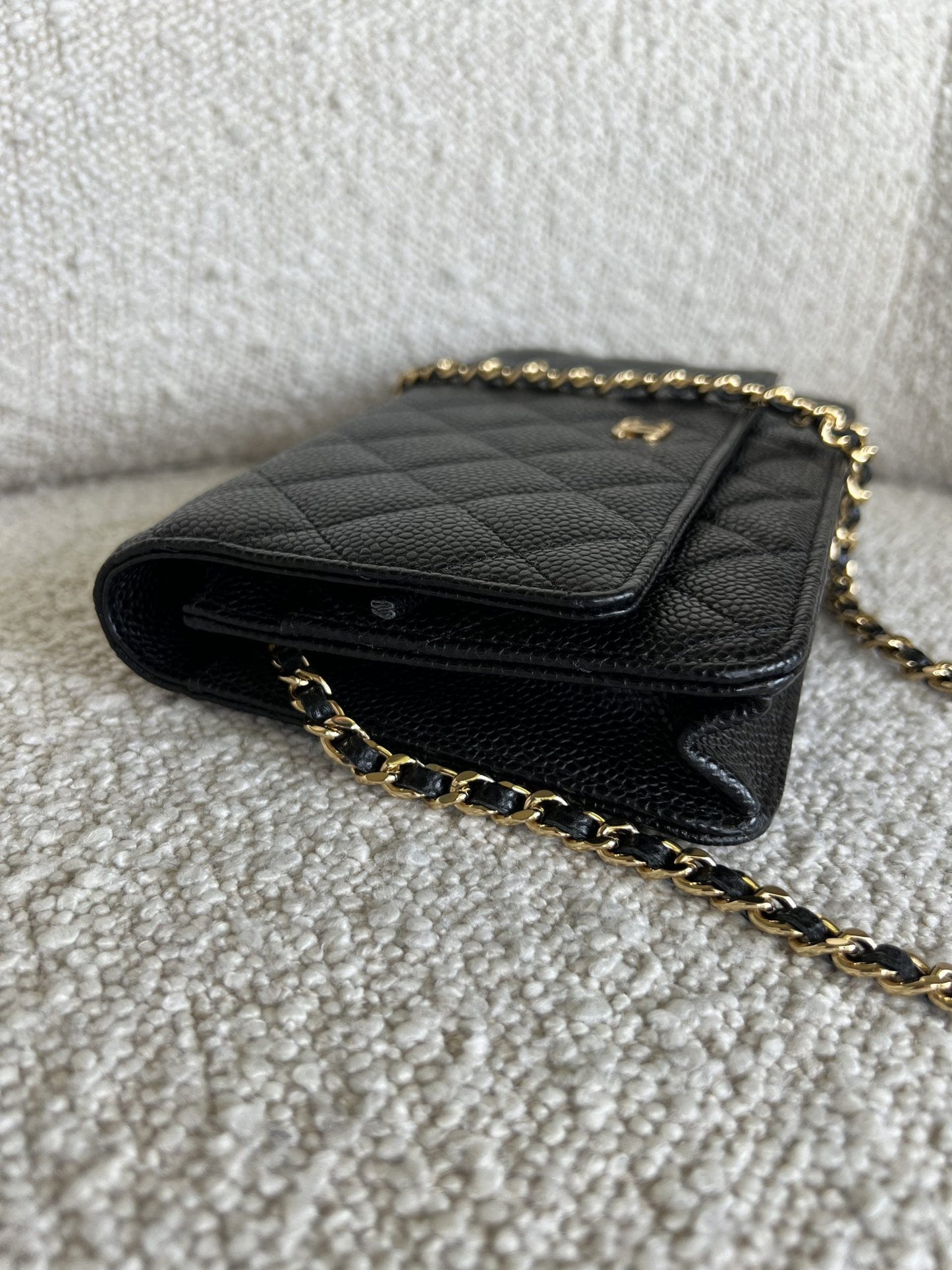 Chanel Black Caviar Quilted Wallet On Chain GHW (WOC)