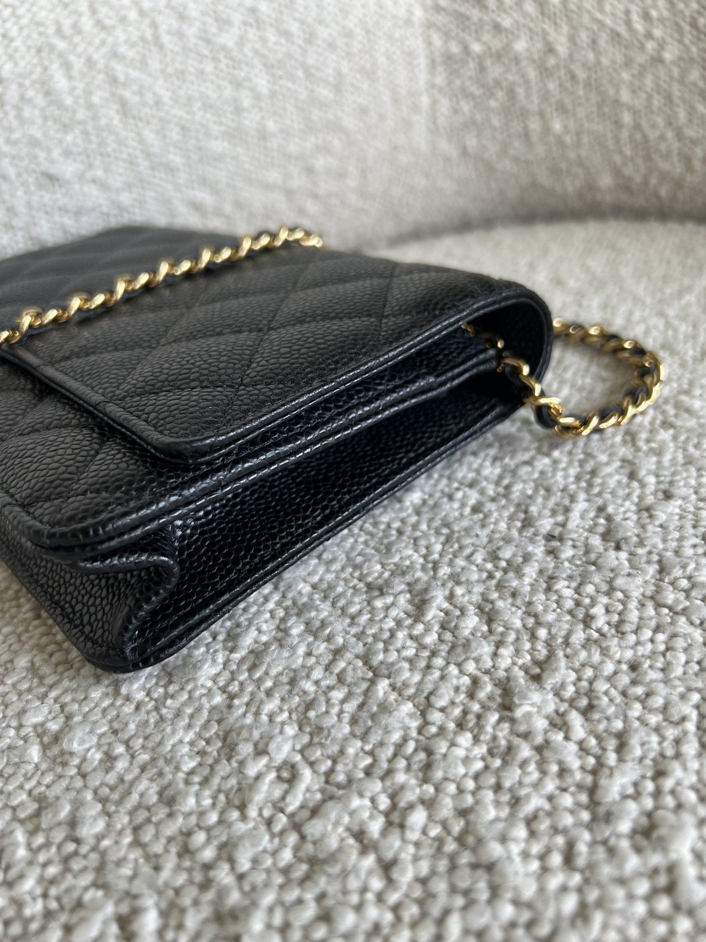 Chanel Black Caviar Quilted Wallet On Chain GHW (WOC)