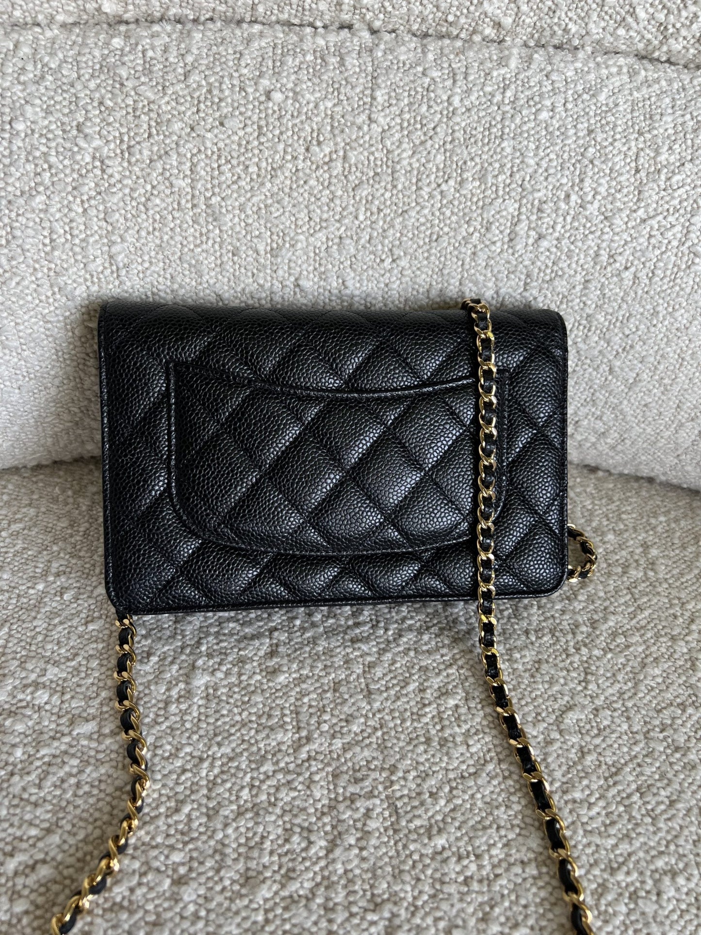 Chanel Black Caviar Quilted Wallet On Chain GHW (WOC)