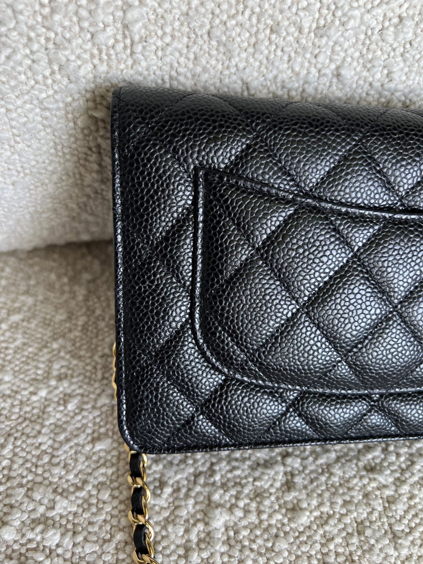 Chanel Black Caviar Quilted Wallet On Chain GHW (WOC)