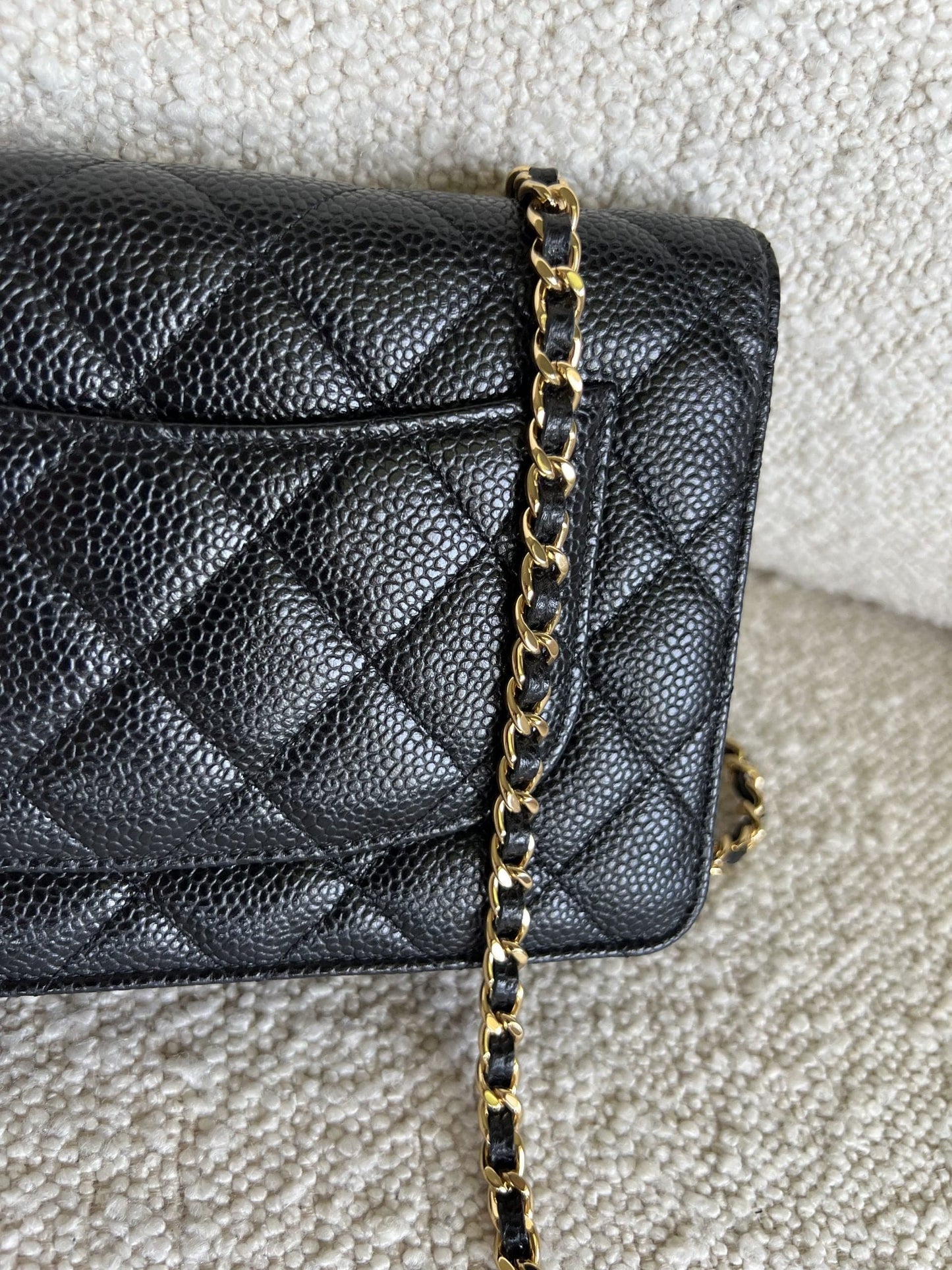 Chanel Black Caviar Quilted Wallet On Chain GHW (WOC)