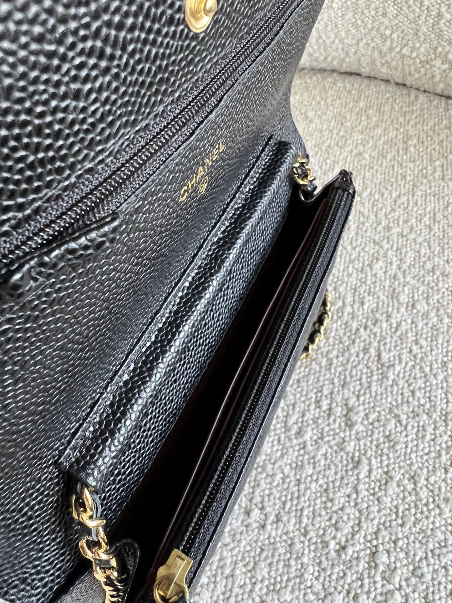 Chanel Black Caviar Quilted Wallet On Chain GHW (WOC)