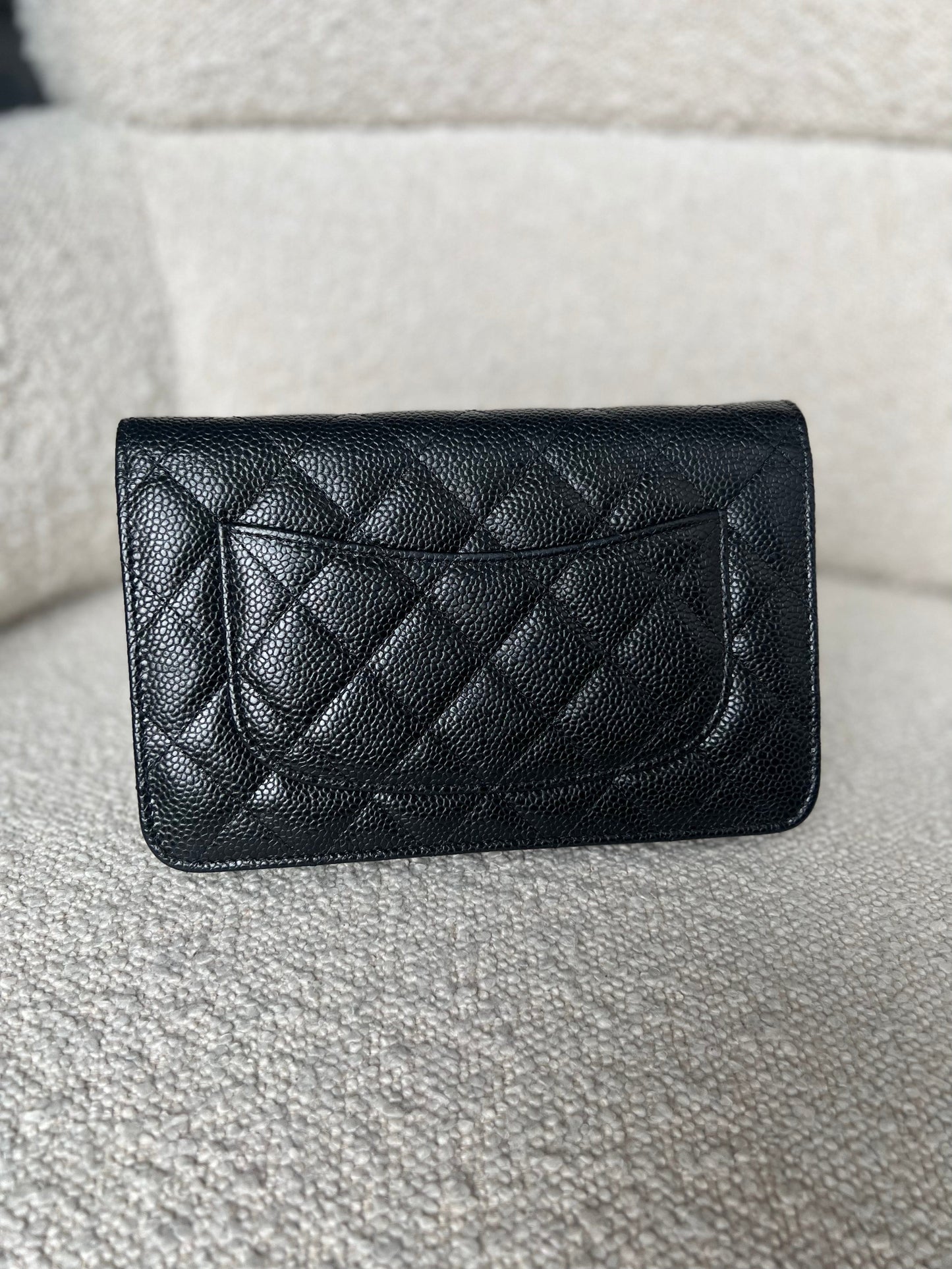 Chanel Black Caviar Quilted Wallet on Chain WOC GHW