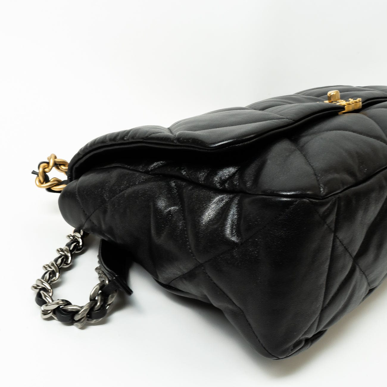 Chanel Black Goatskin Quilted Maxi 19 Flap