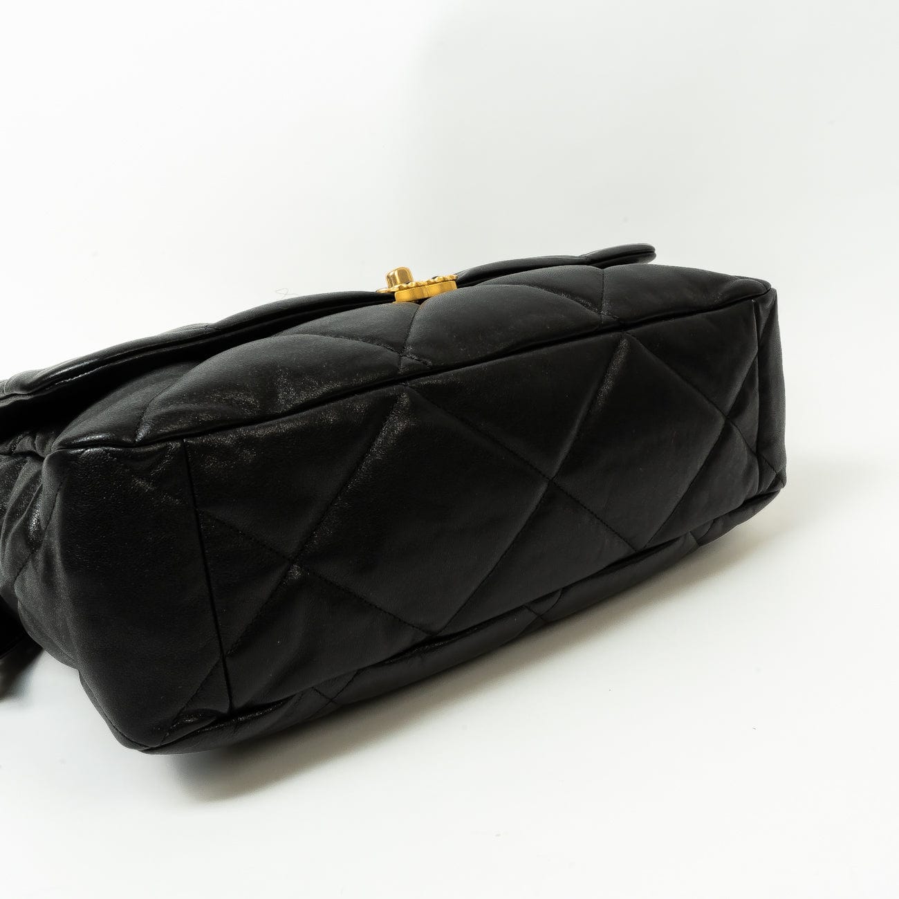 Chanel Black Goatskin Quilted Maxi 19 Flap