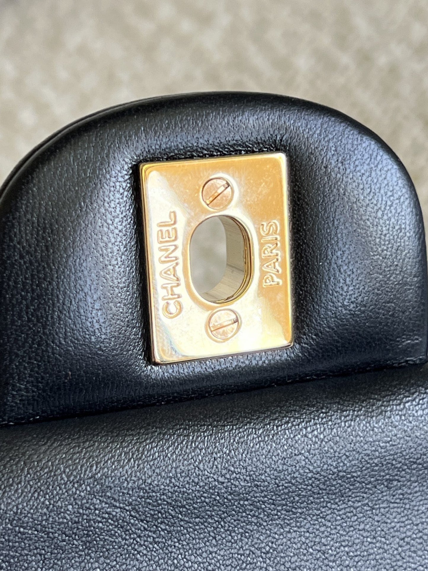 Chanel Black Lambskin Quilted Classic Flap Medium GHW