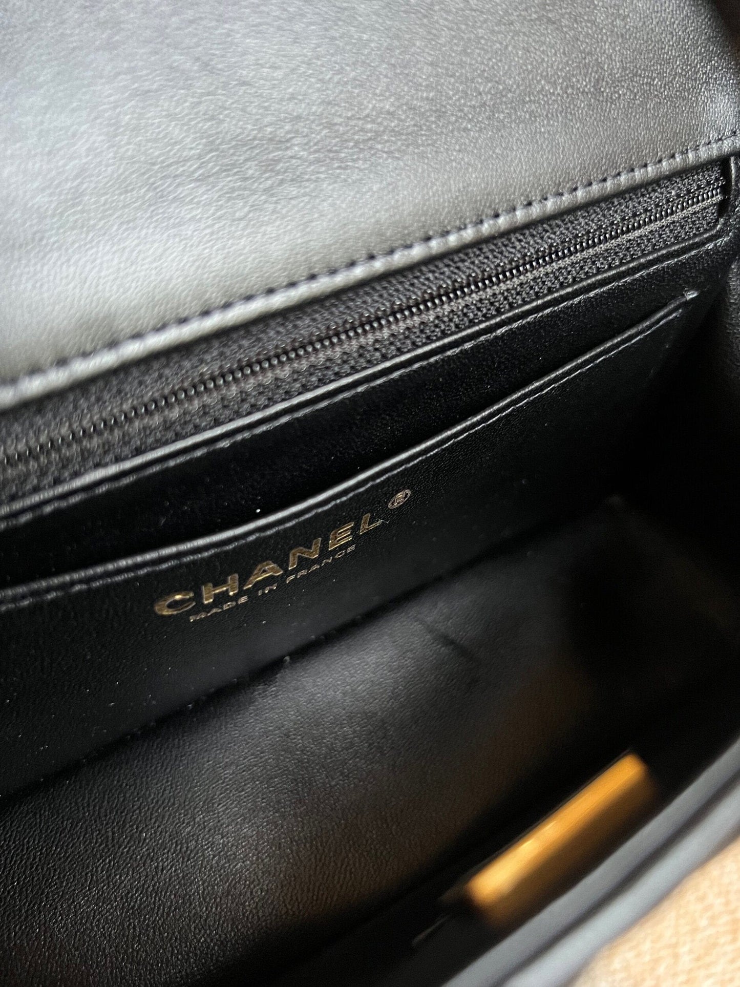 Chanel Black Mini Rectangular Lambskin Quilted Flap LGHW