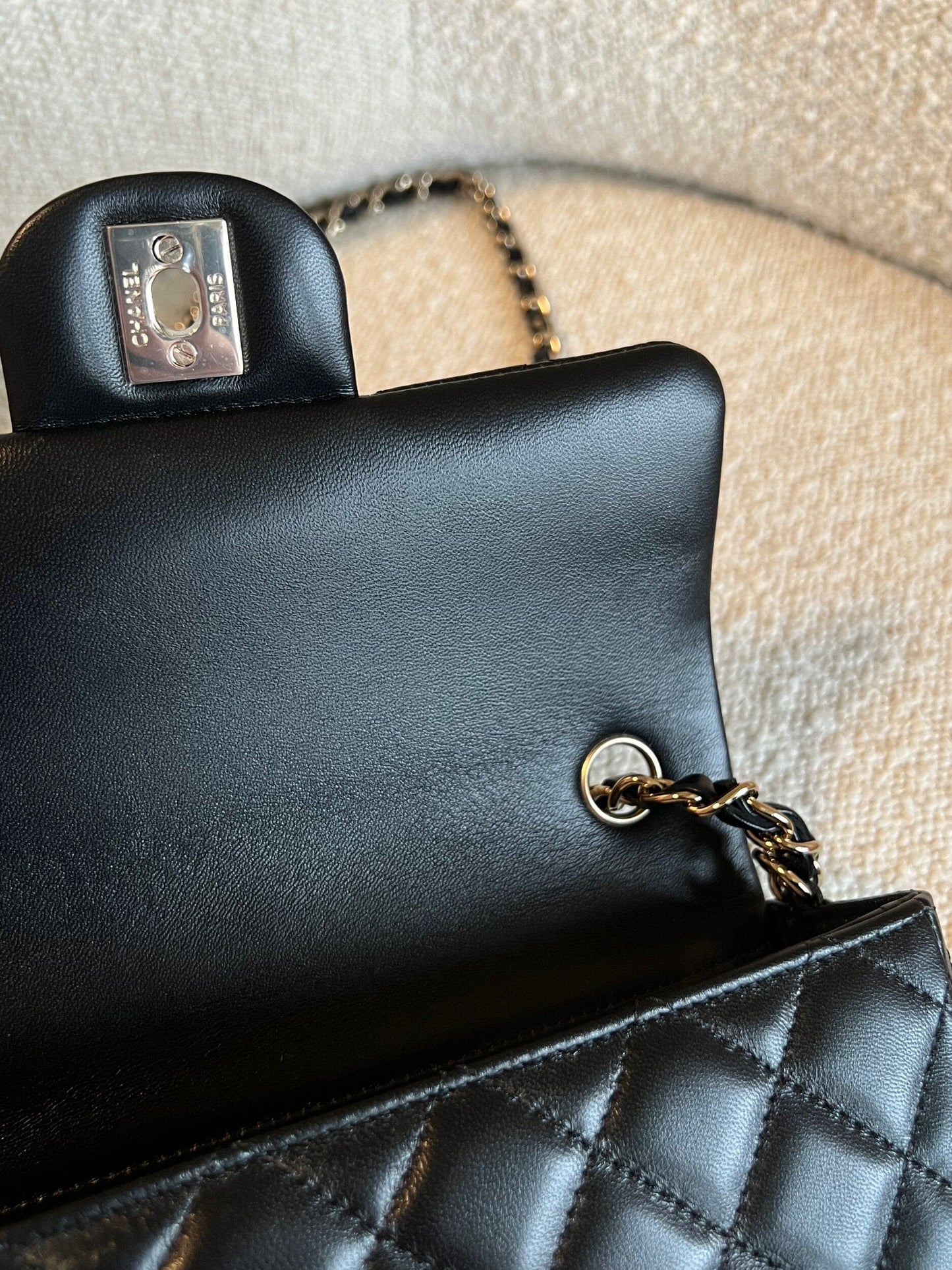 Chanel Black Mini Rectangular Lambskin Quilted Flap LGHW