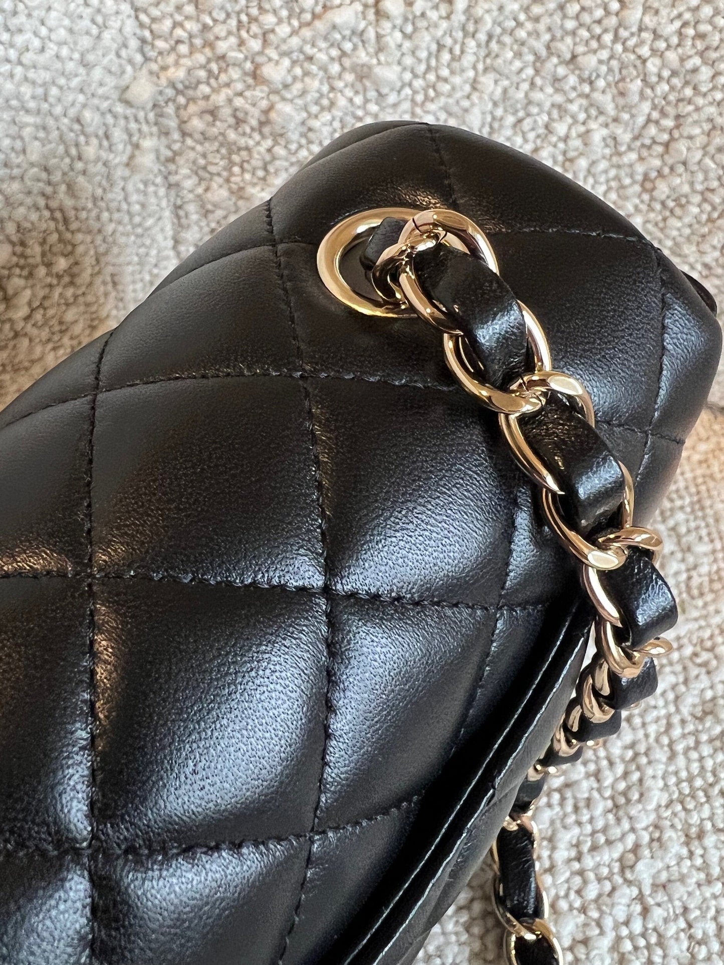 Chanel Black Mini Rectangular Lambskin Quilted Flap LGHW