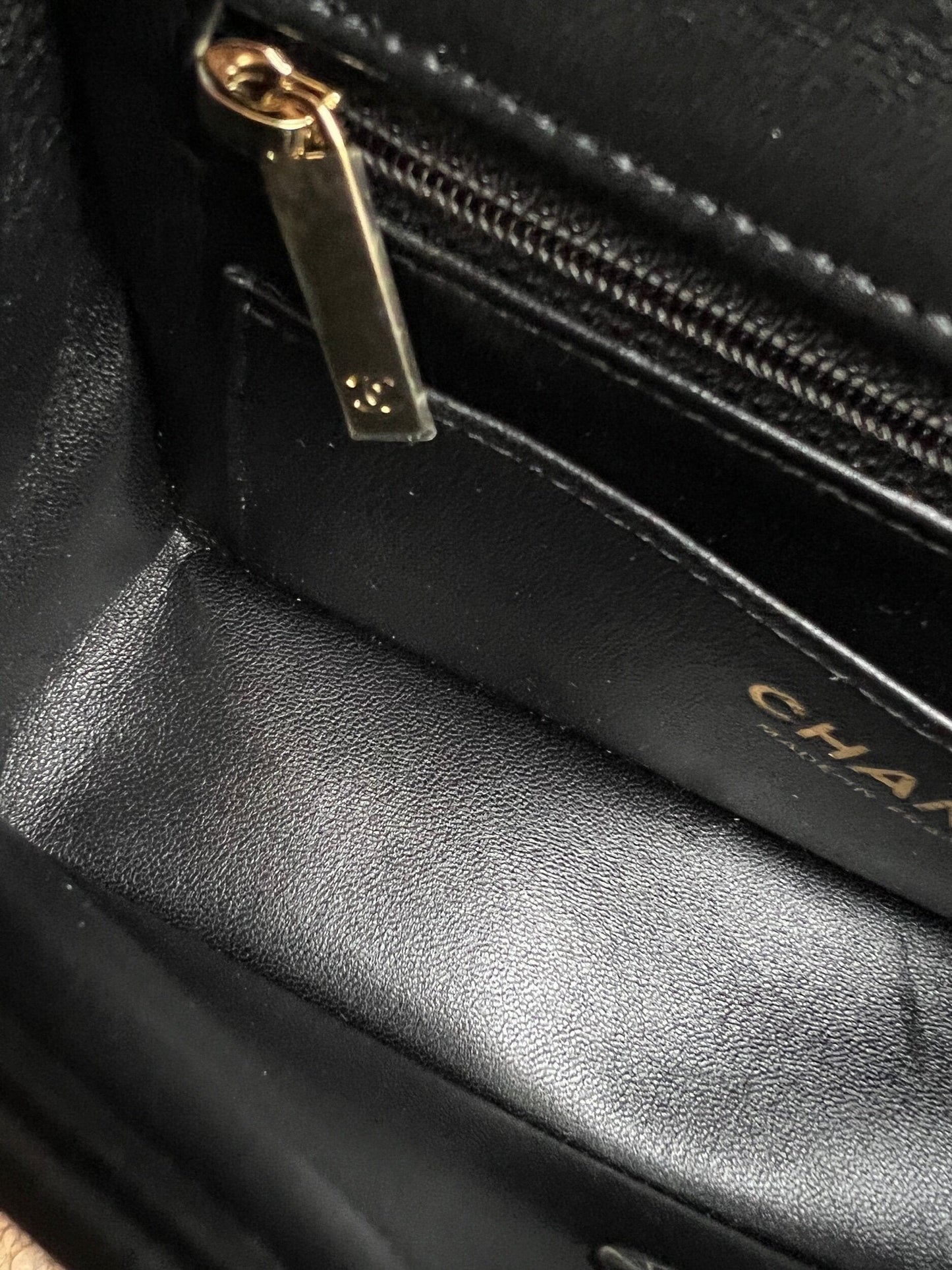 Chanel Black Mini Rectangular Lambskin Quilted Flap LGHW