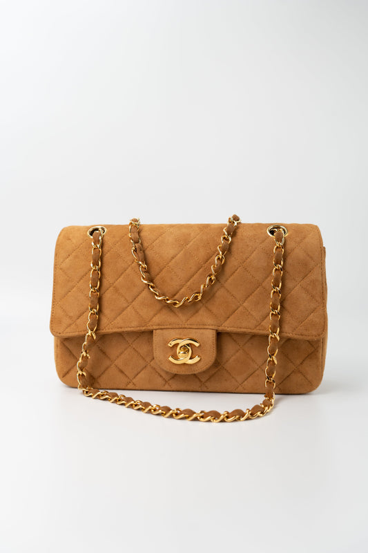 Chanel Brown Suede Quilted Matelasse Single Flap  GHW
