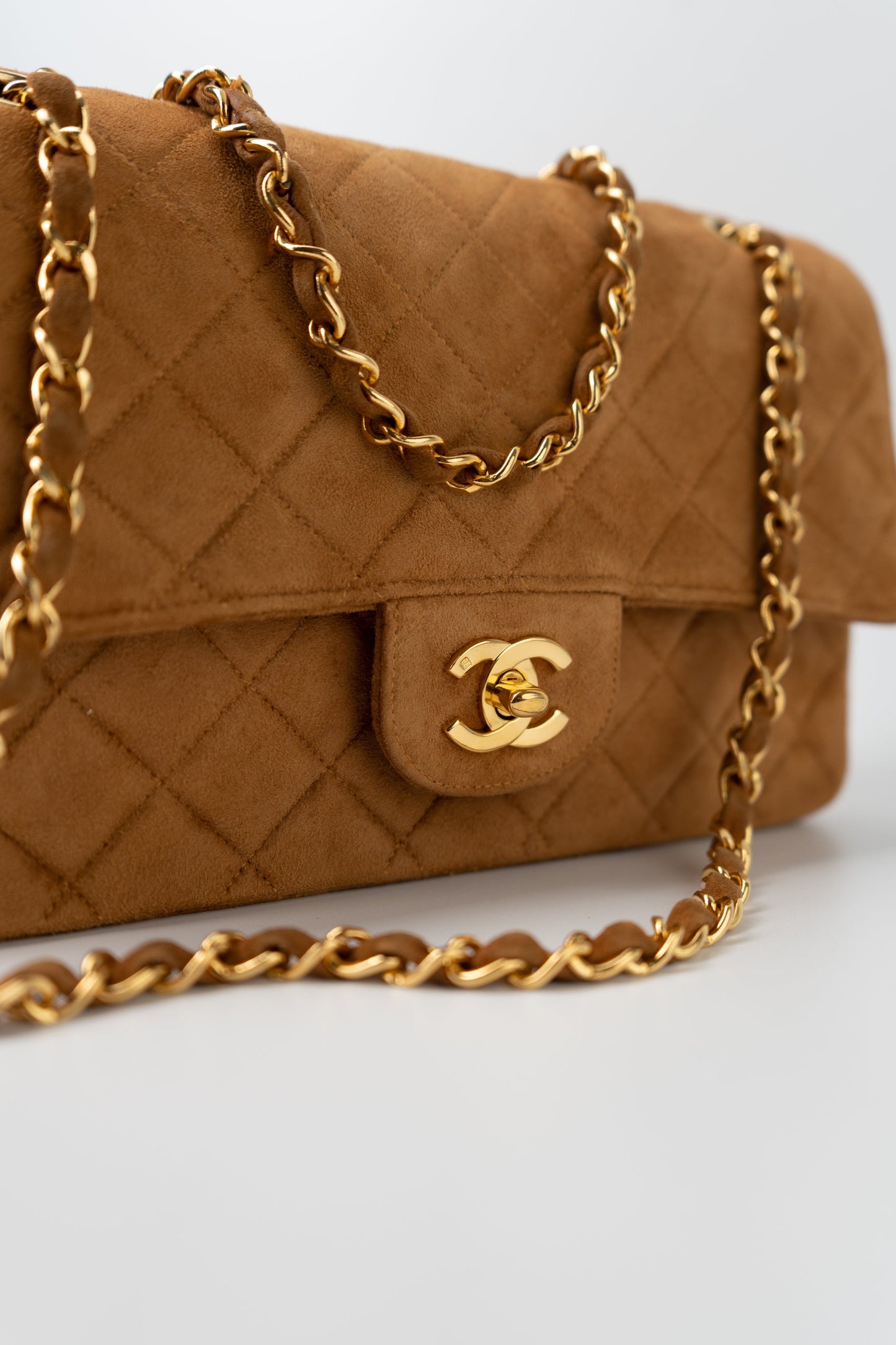 Chanel Brown Suede Quilted Matelasse Single Flap  GHW