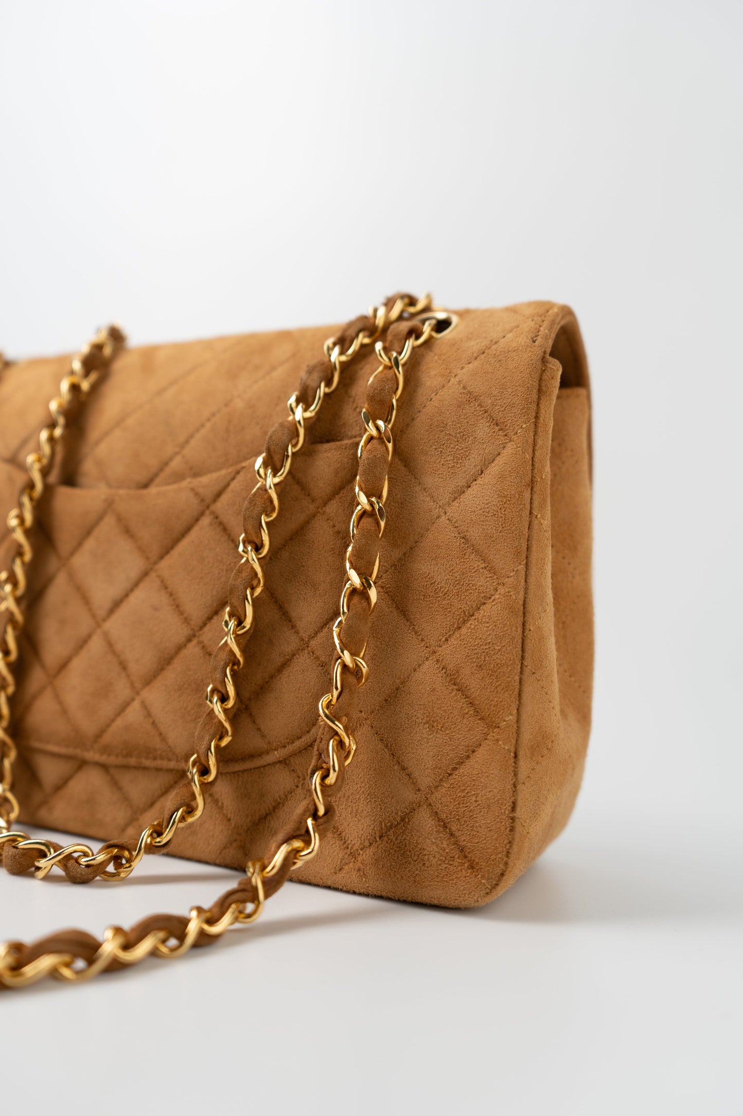 Chanel Brown Suede Quilted Matelasse Single Flap  GHW
