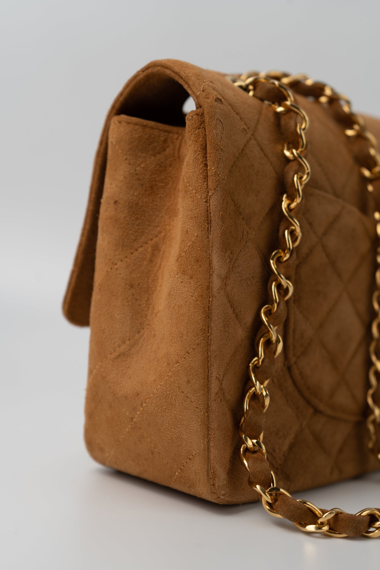 Chanel Brown Suede Quilted Matelasse Single Flap  GHW