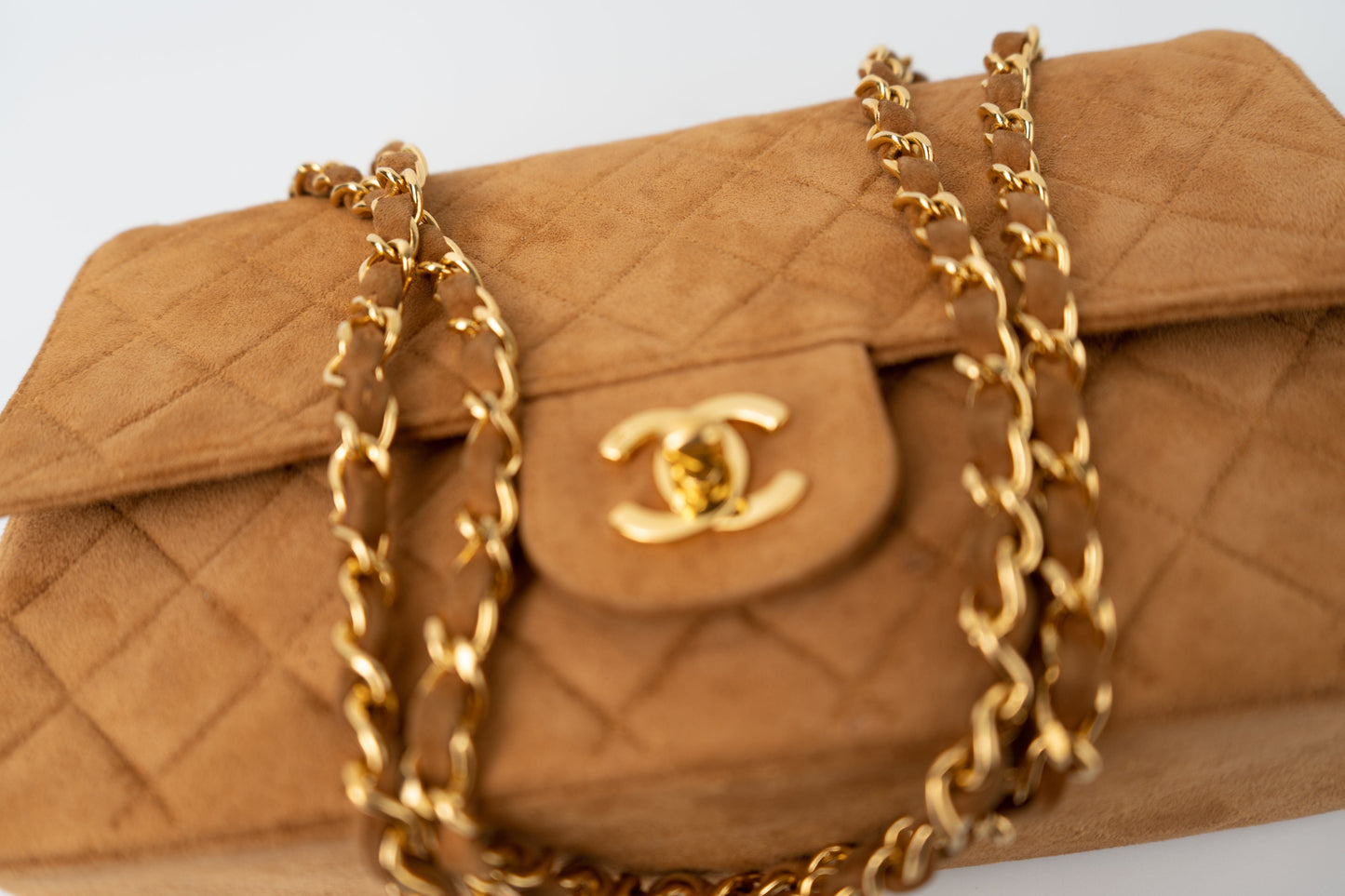 Chanel Brown Suede Quilted Matelasse Single Flap  GHW