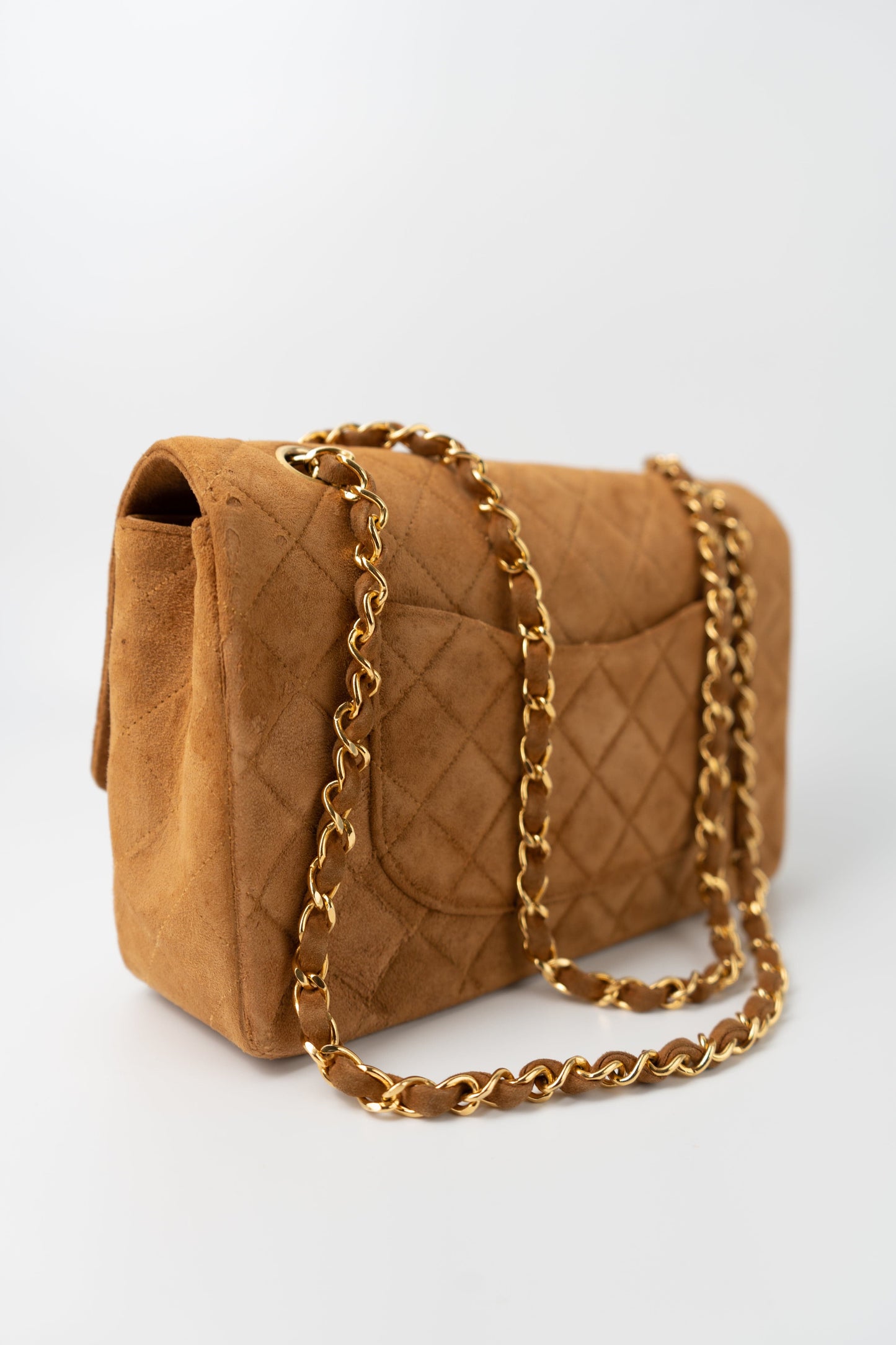 Chanel Brown Suede Quilted Matelasse Single Flap  GHW