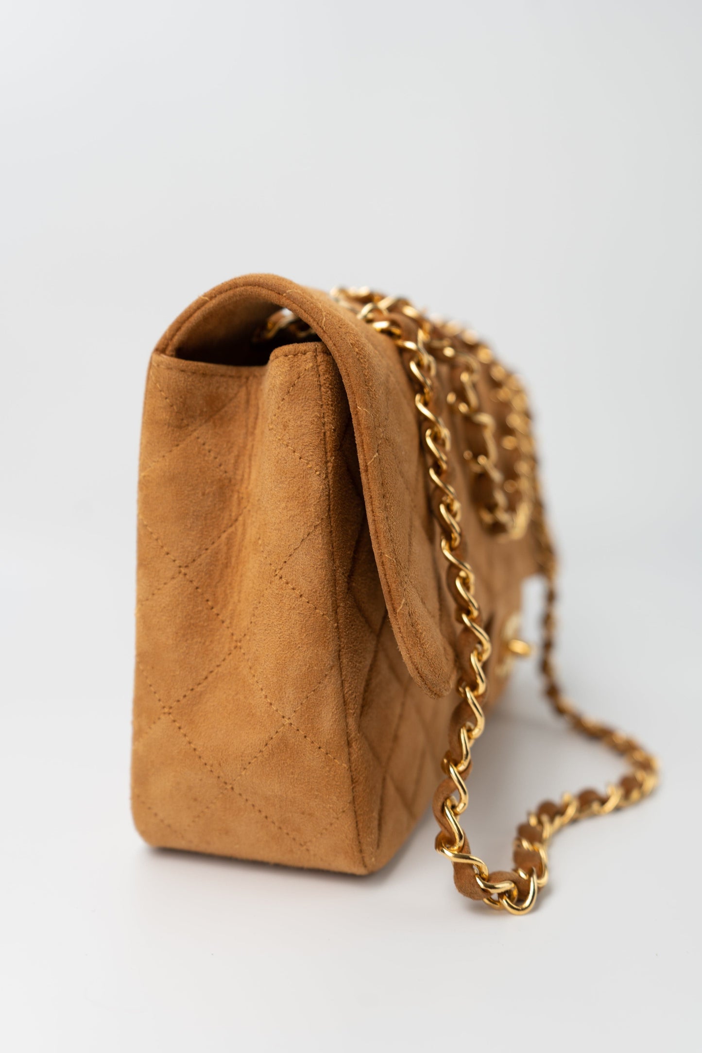 Chanel Brown Suede Quilted Matelasse Single Flap  GHW