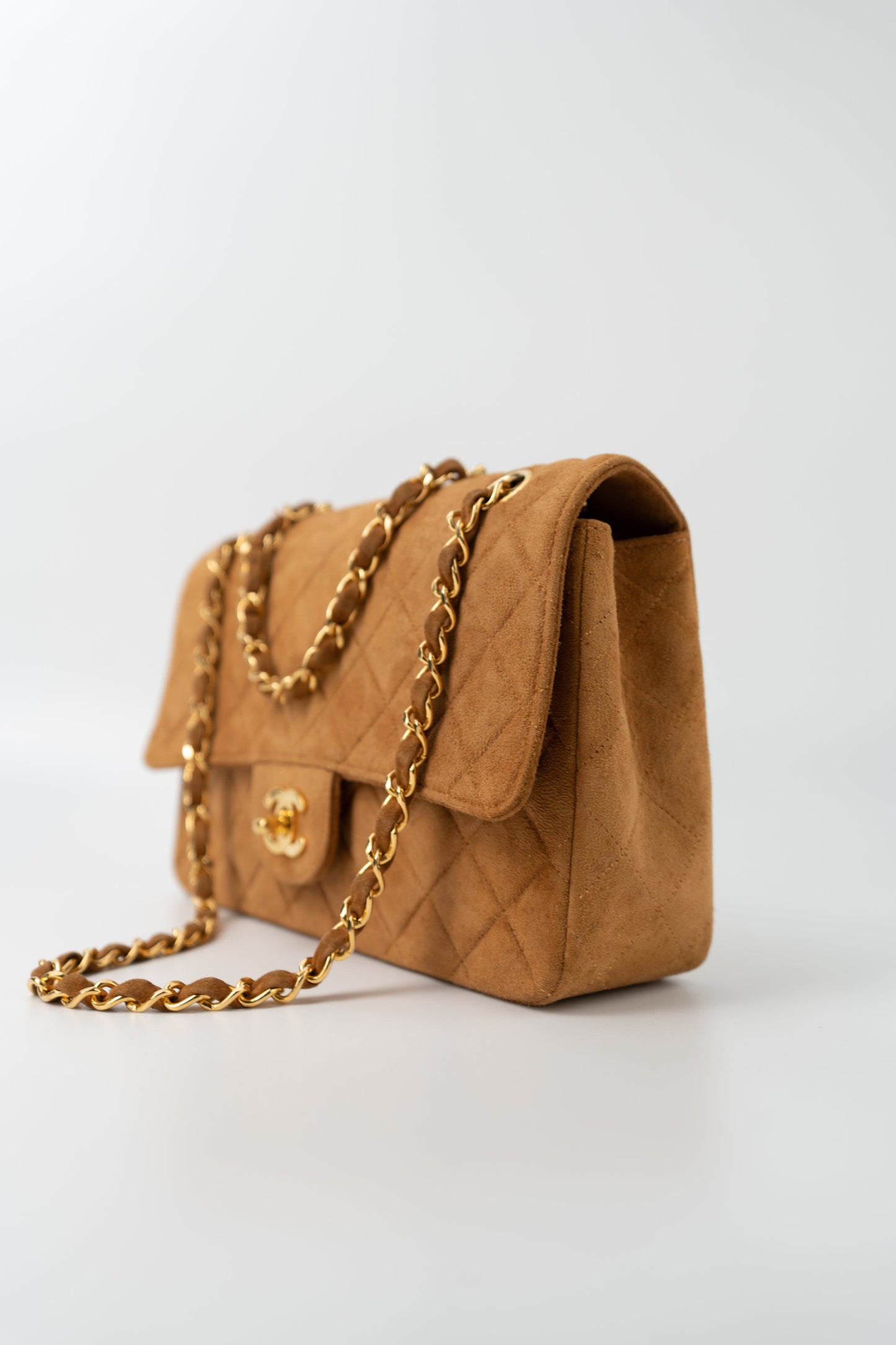Chanel Brown Suede Quilted Matelasse Single Flap  GHW