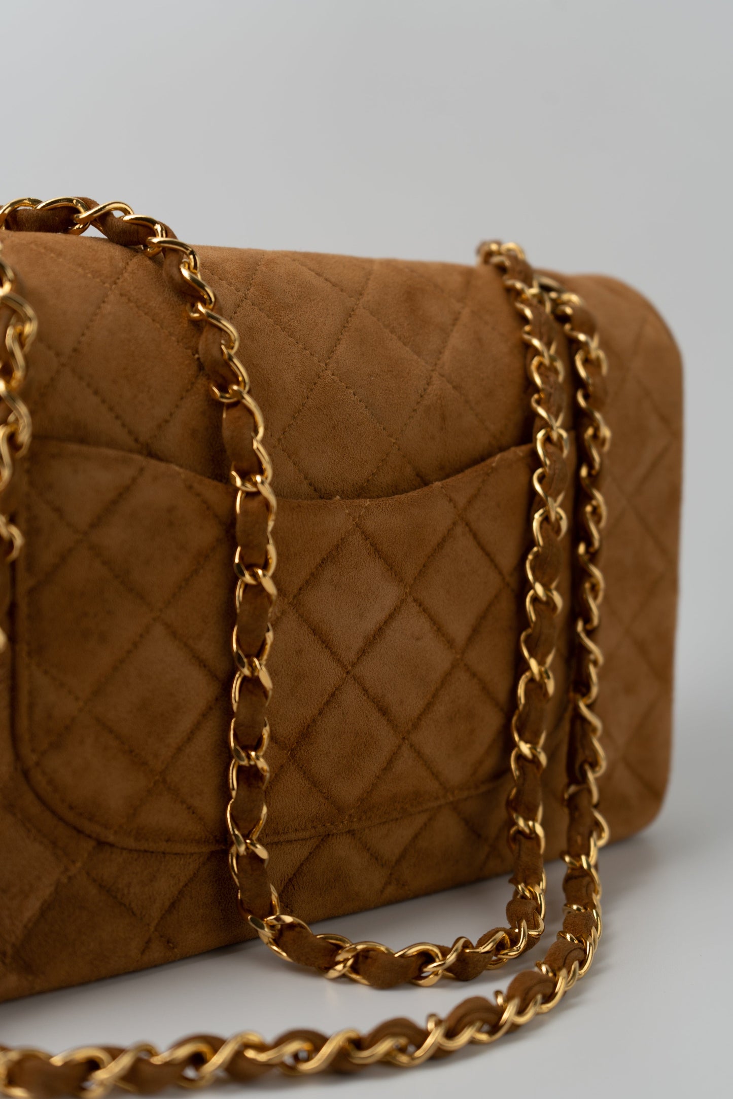 Chanel Brown Suede Quilted Matelasse Single Flap  GHW