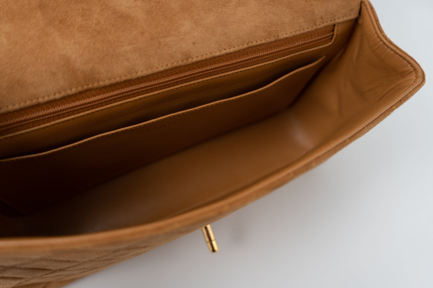 Chanel Brown Suede Quilted Matelasse Single Flap  GHW