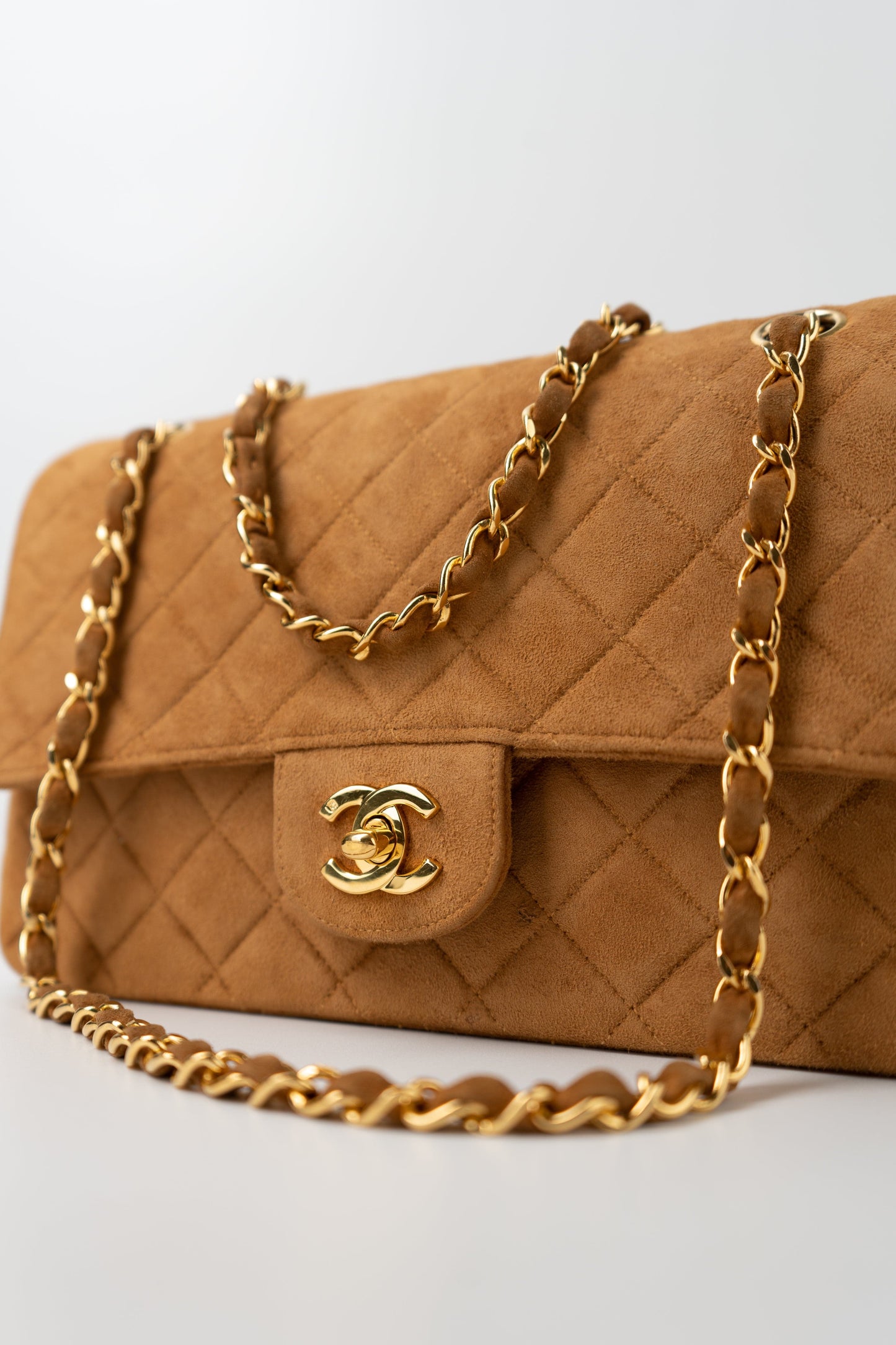 Chanel Brown Suede Quilted Matelasse Single Flap  GHW