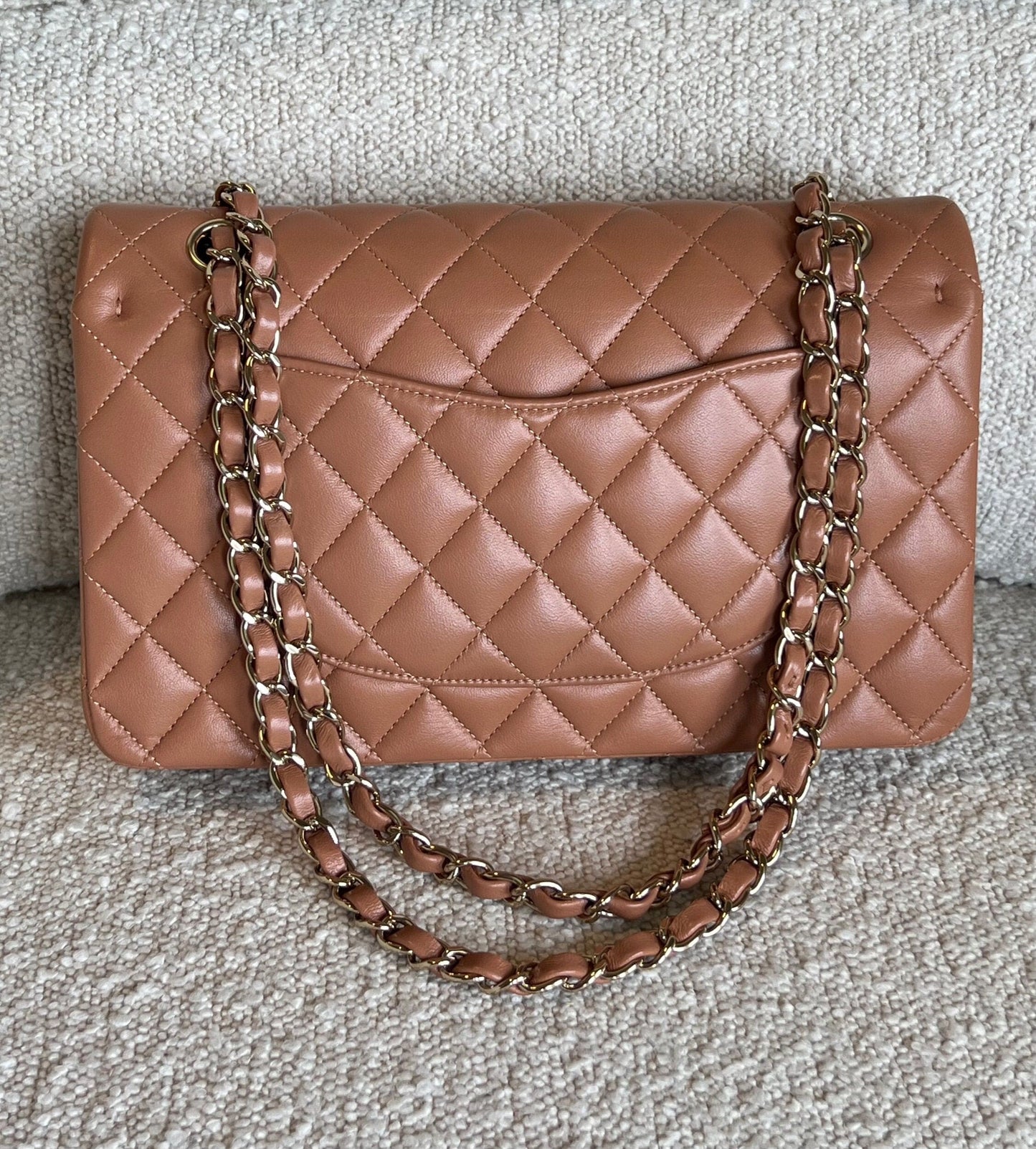 Chanel Caramel Lambskin Quilted Classic Flap Medium LGHW