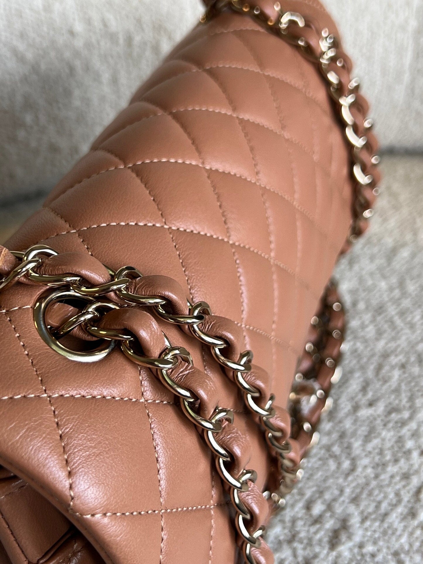 Chanel Caramel Lambskin Quilted Classic Flap Medium LGHW