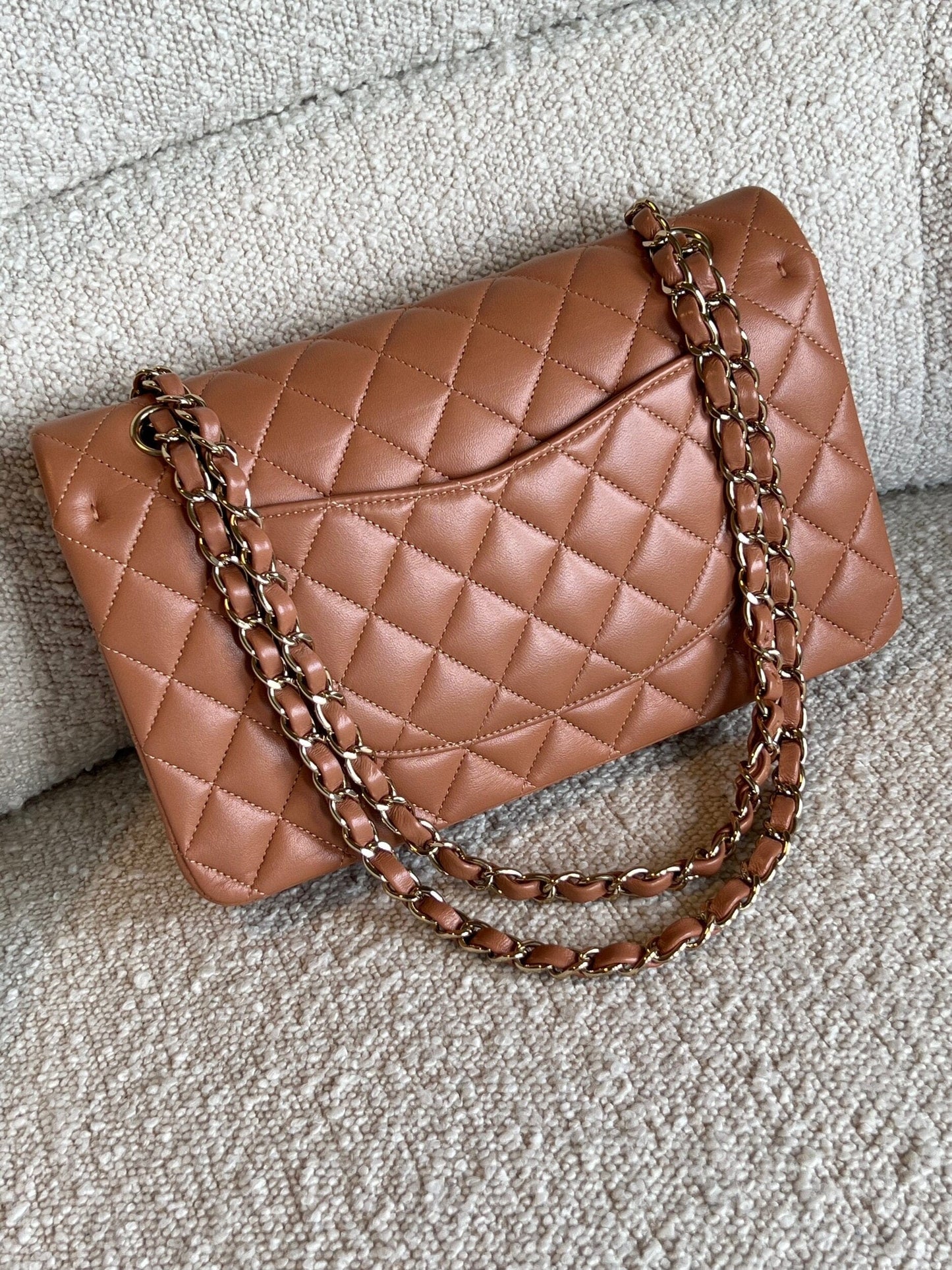 Chanel Caramel Lambskin Quilted Classic Flap Medium LGHW
