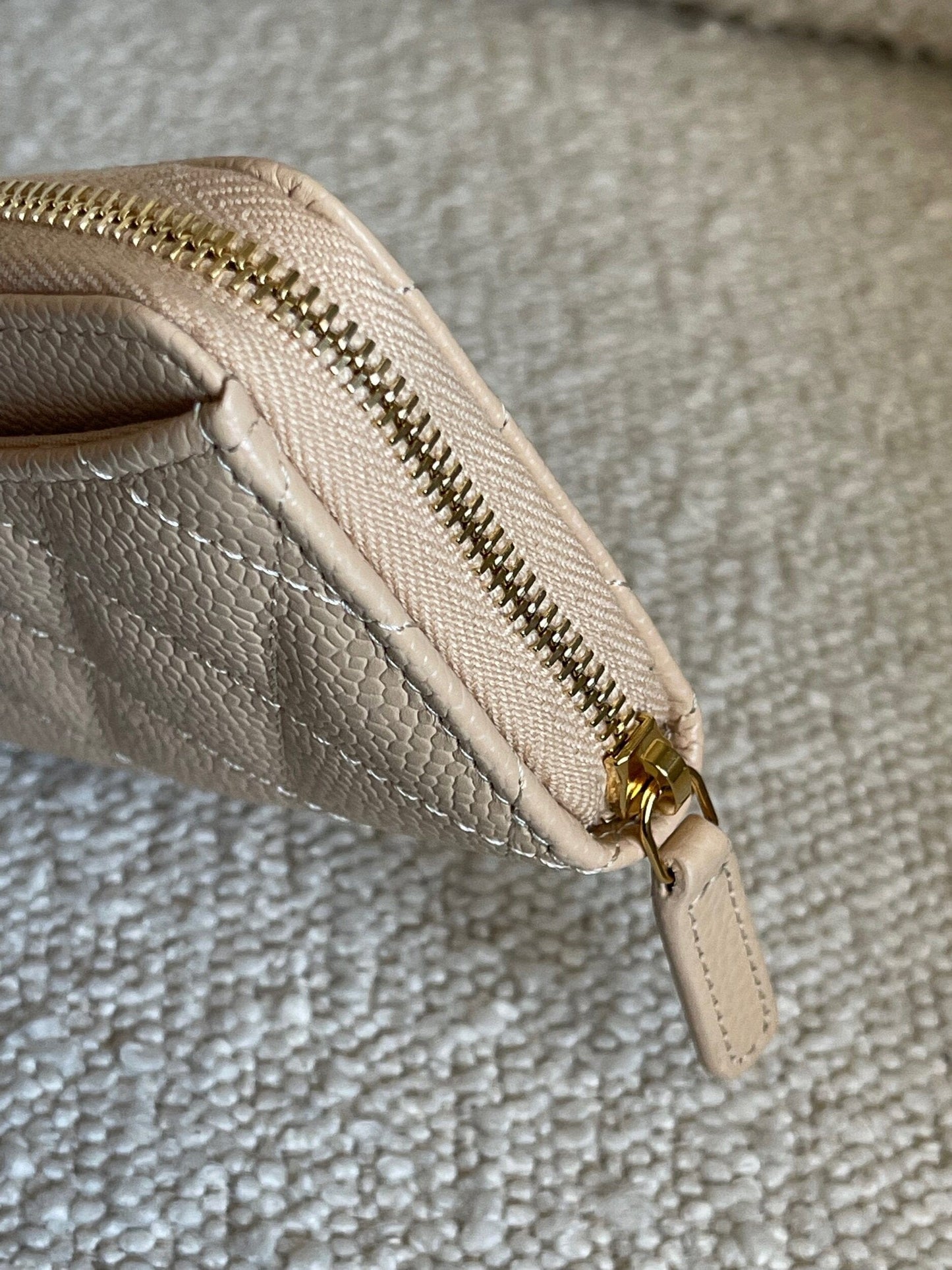 Chanel Classic Zipped Coin Purse Beige