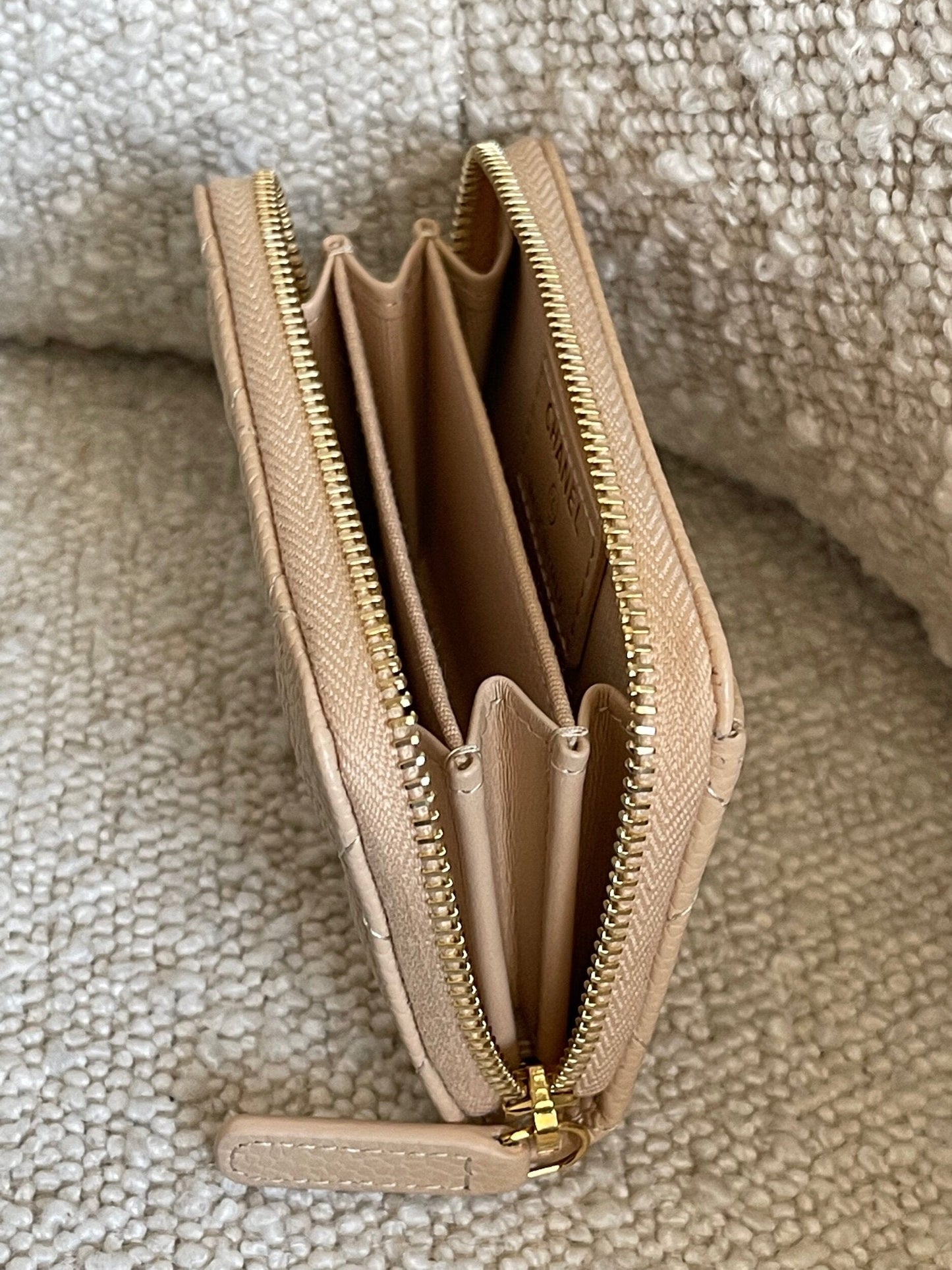 Chanel Classic Zipped Coin Purse Beige