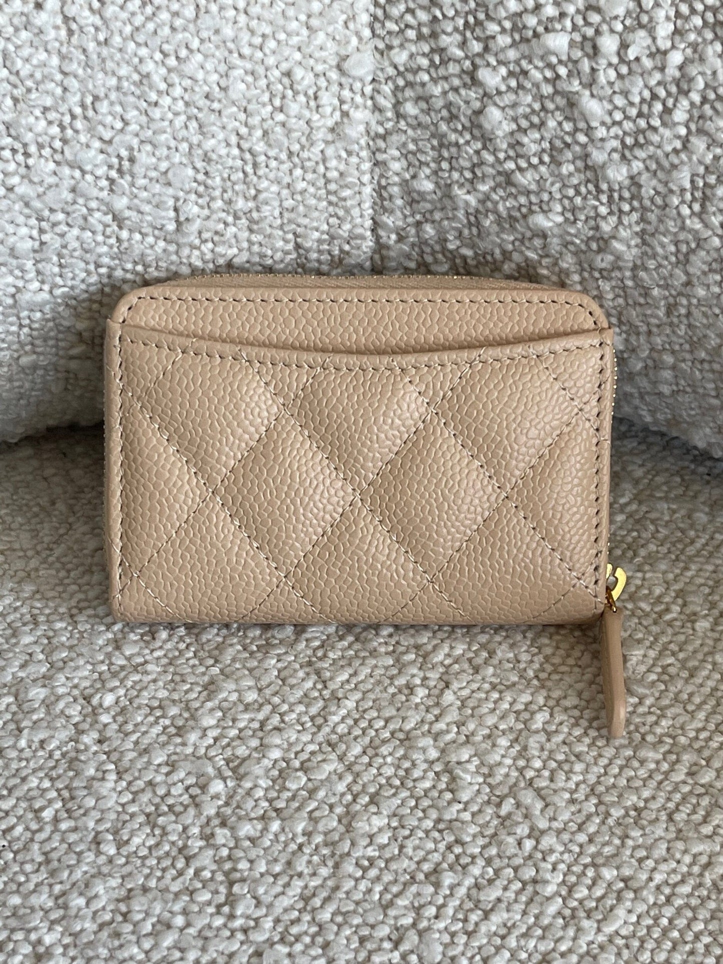 Chanel Classic Zipped Coin Purse Beige