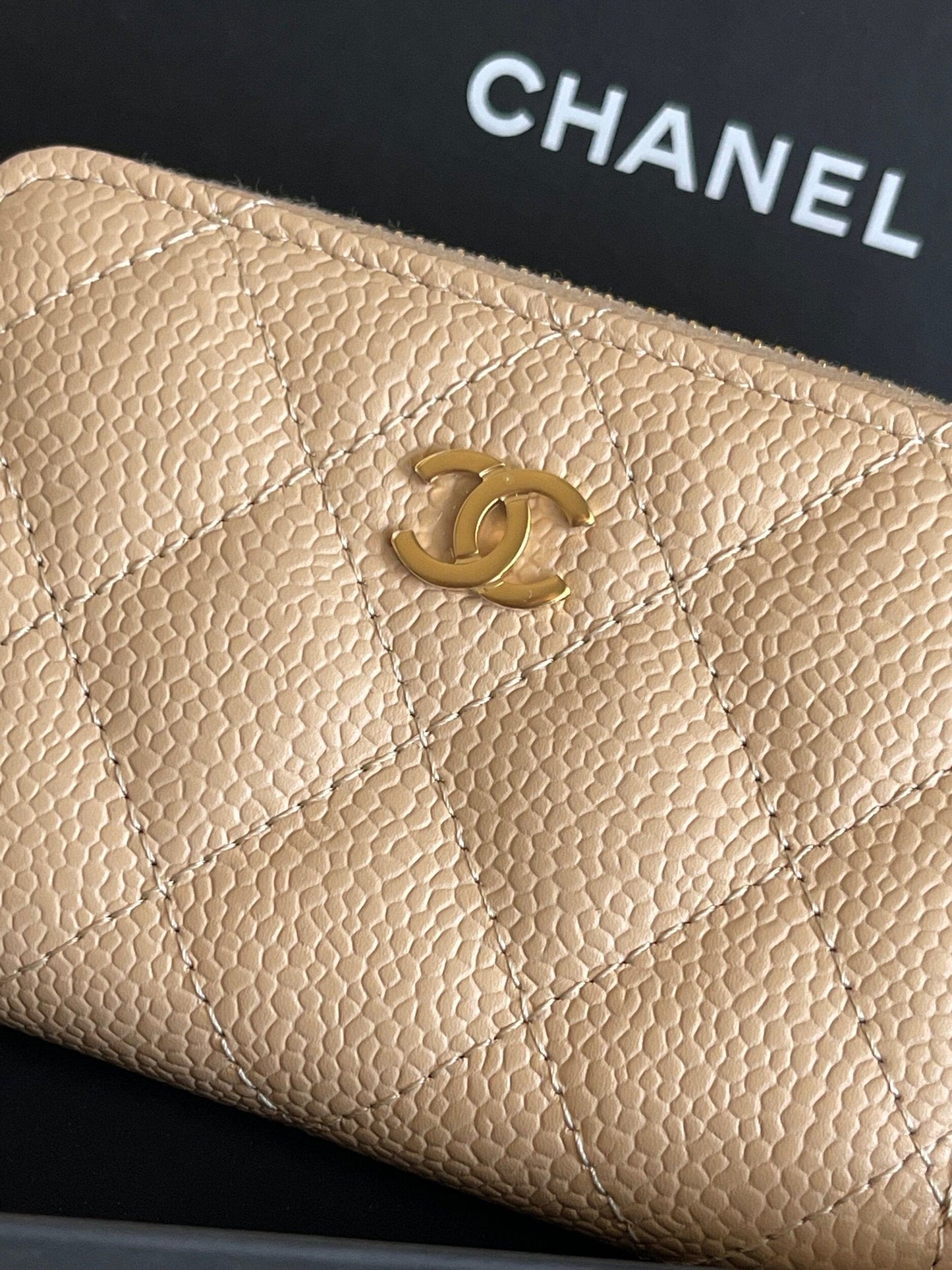 Chanel Classic Zipped Coin Purse Beige