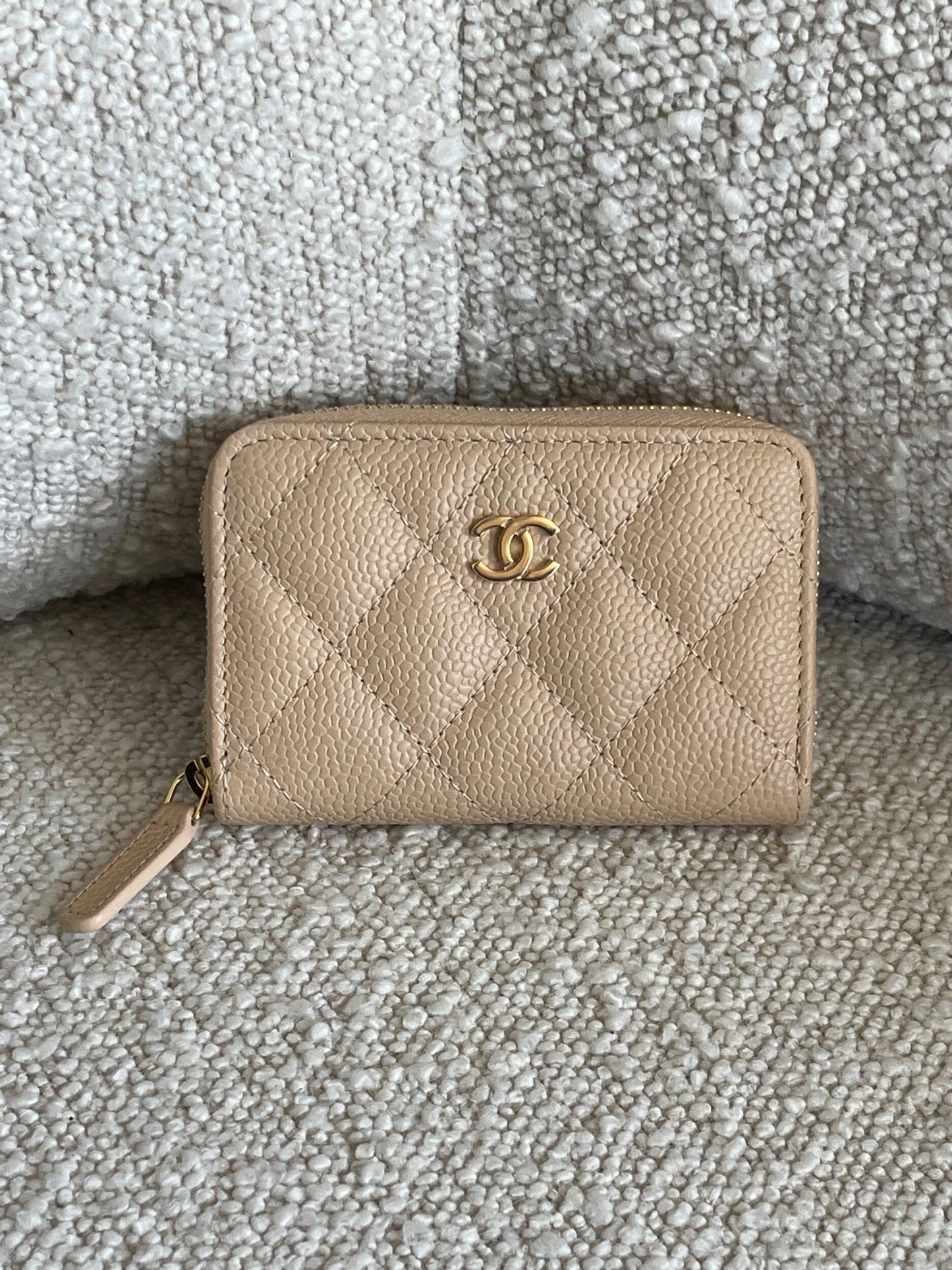 Chanel Classic Zipped Coin Purse Beige