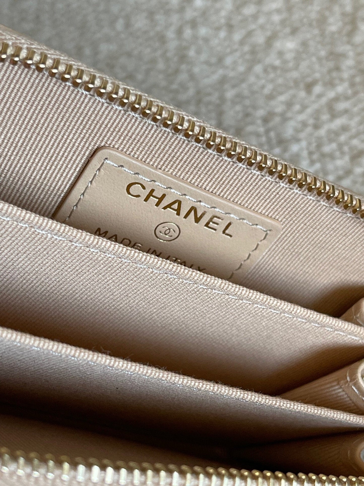 Chanel Classic Zipped Coin Purse Beige
