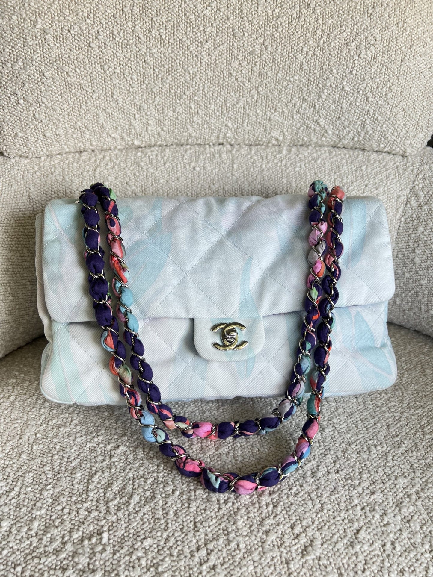 Chanel Jungle Jeans Flap Bag Blue SHW