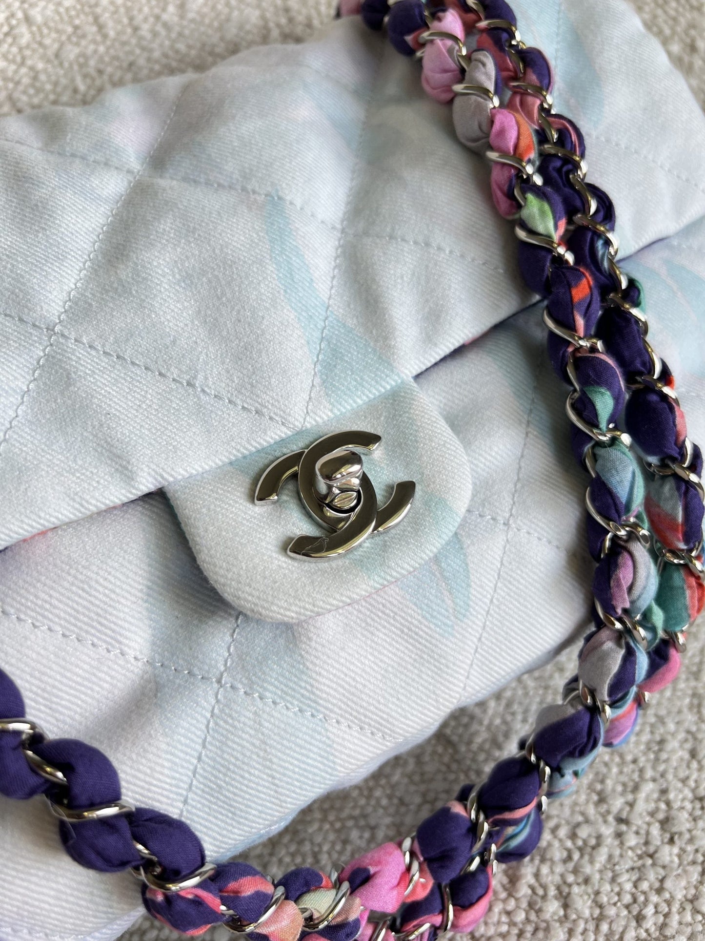 Chanel Jungle Jeans Flap Bag Blue SHW