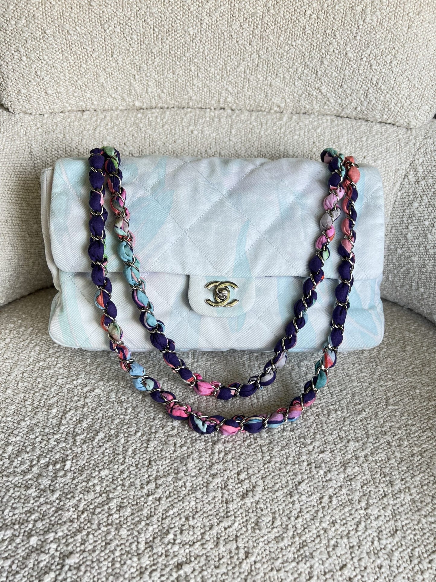 Chanel Jungle Jeans Flap Bag Blue SHW