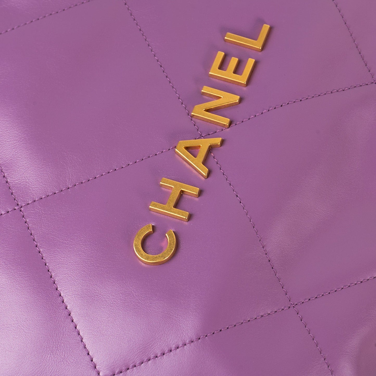 Chanel Purple Calfskin Quilted 22 Drawstring Bag