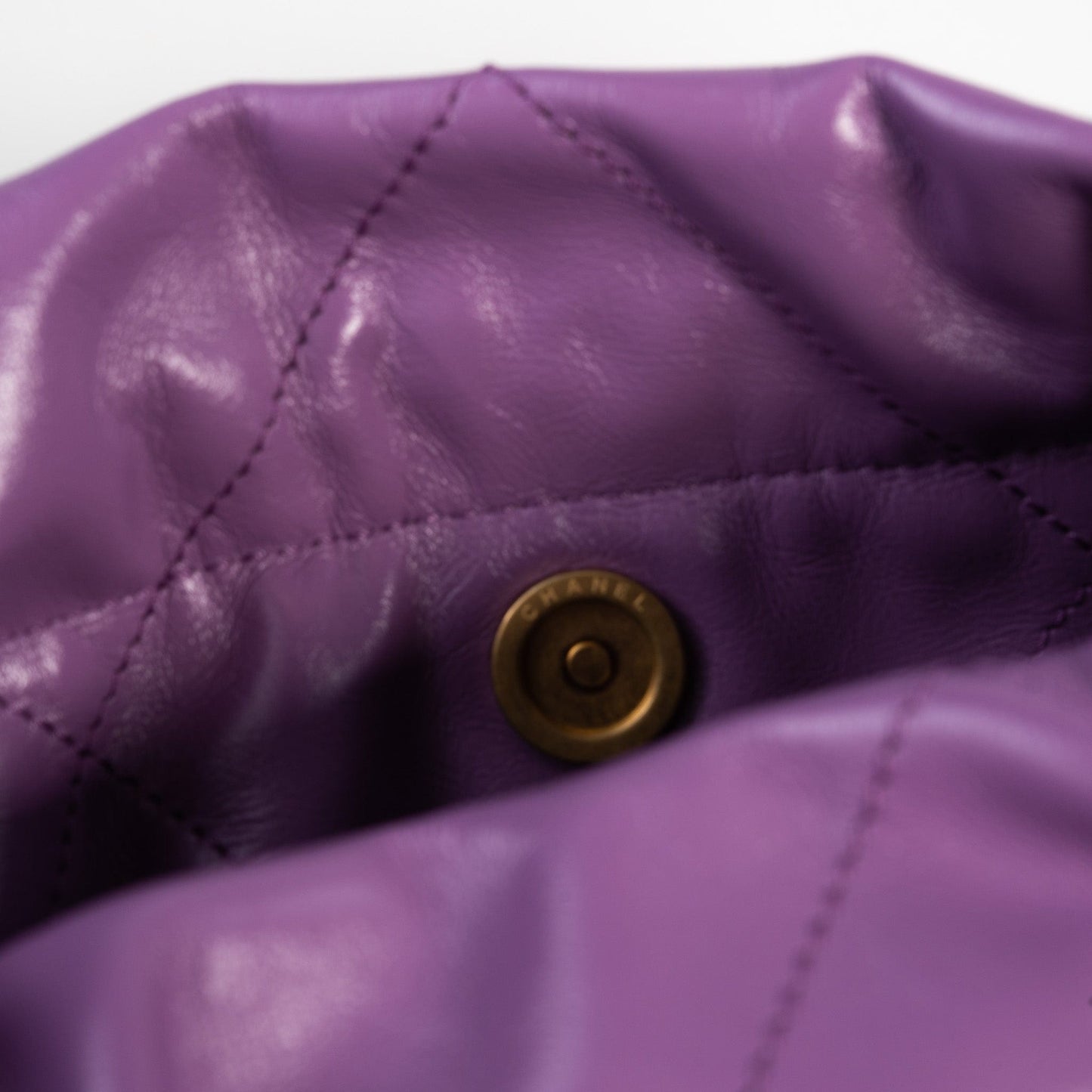 Chanel Purple Calfskin Quilted 22 Drawstring Bag