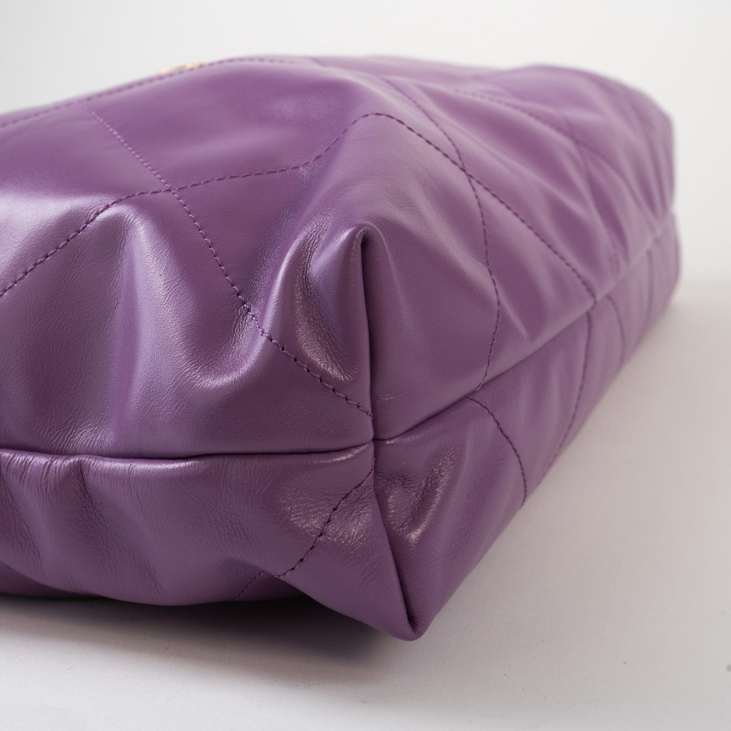 Chanel Purple Calfskin Quilted 22 Drawstring Bag