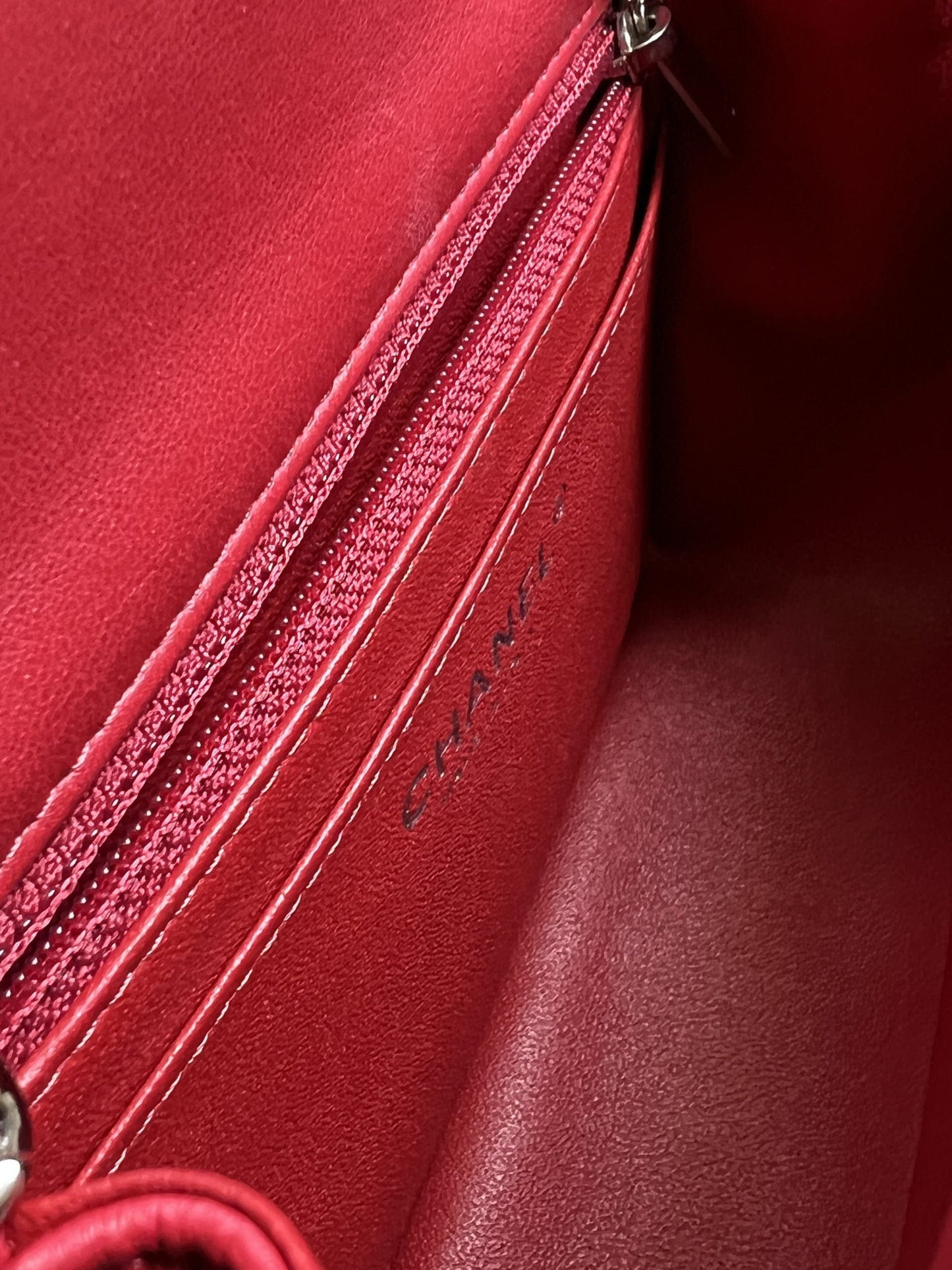 Chanel Red Mini Square Lambskin Quilted Flap SHW