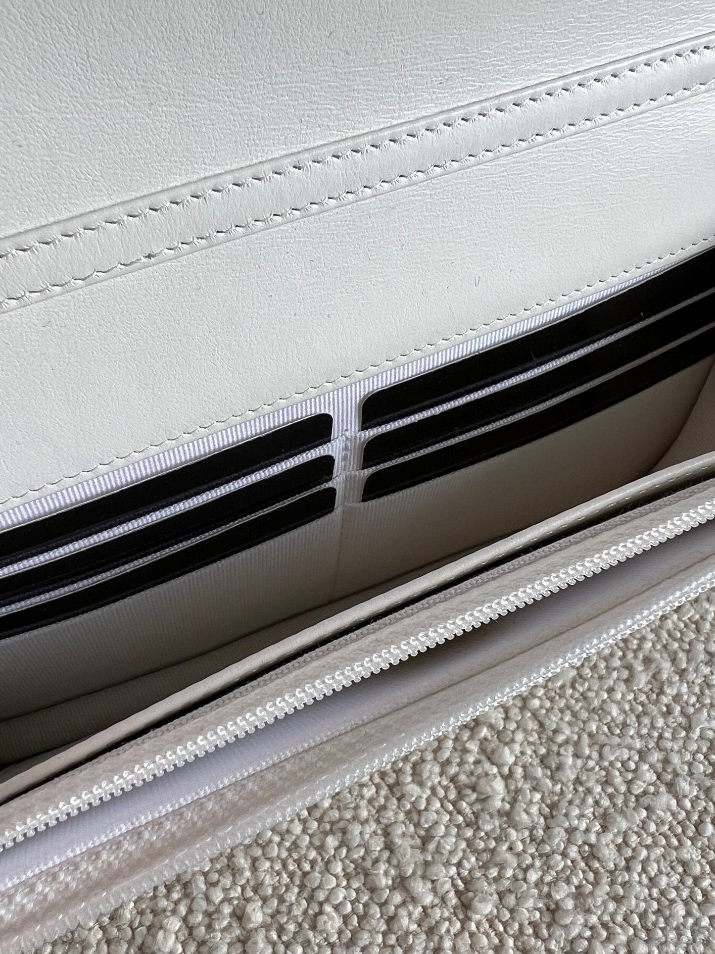 Chanel White Caviar Quilted Camellia Wallet on Chain LGHW (WOC)