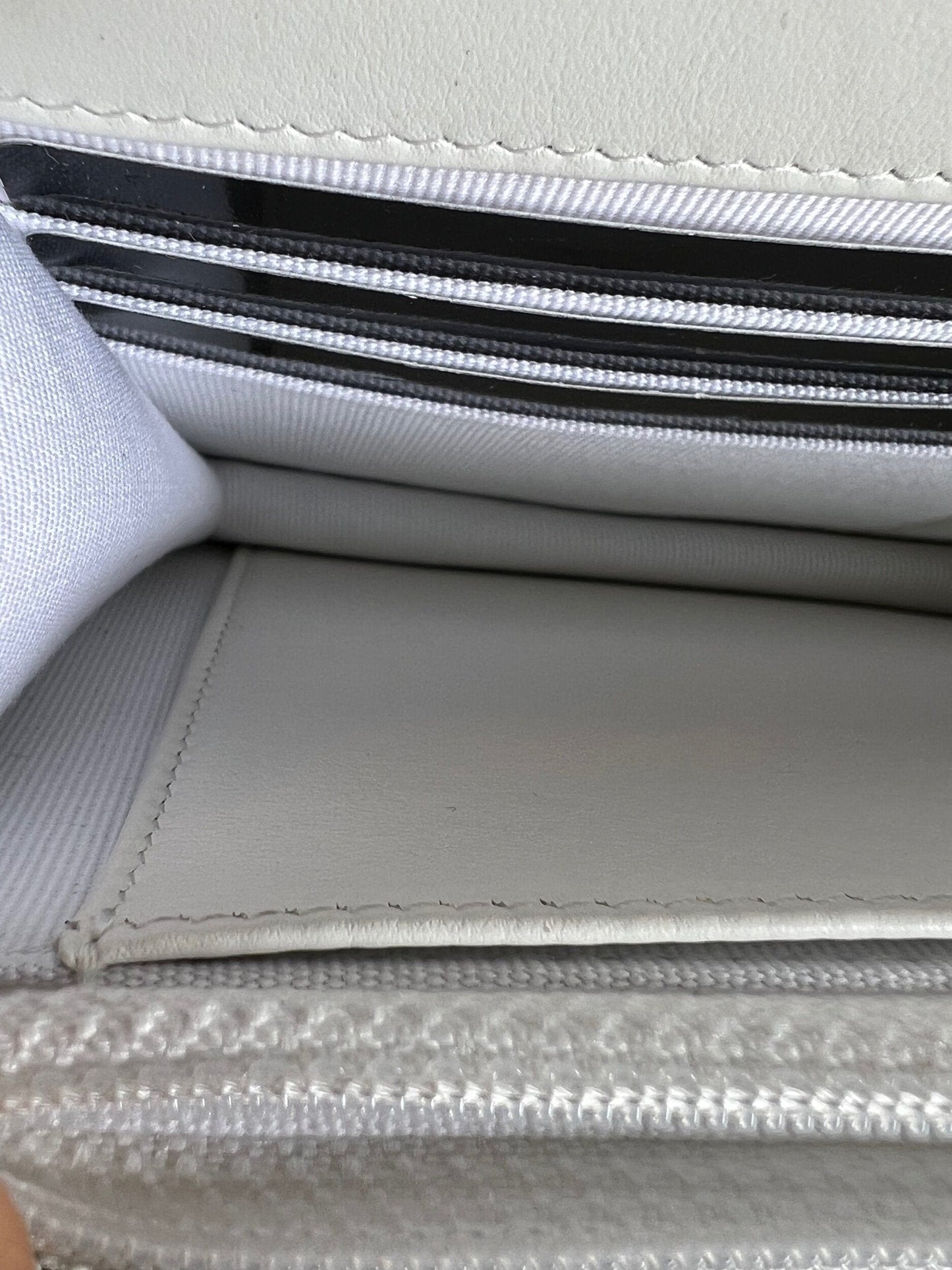 Chanel White Caviar Quilted Camellia Wallet on Chain LGHW (WOC)